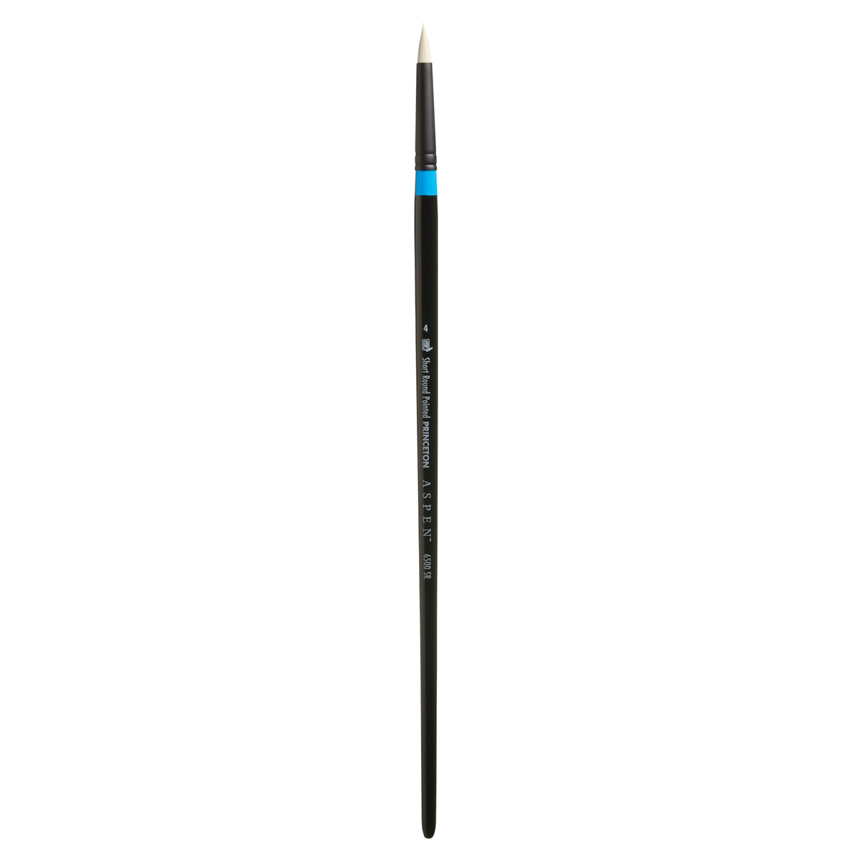 Princeton Artist Brush Co. Aspen Series 6500 - Long Handled Short Pointed Round Size 4 - Single Synthetic Round Oil And Acrylic 