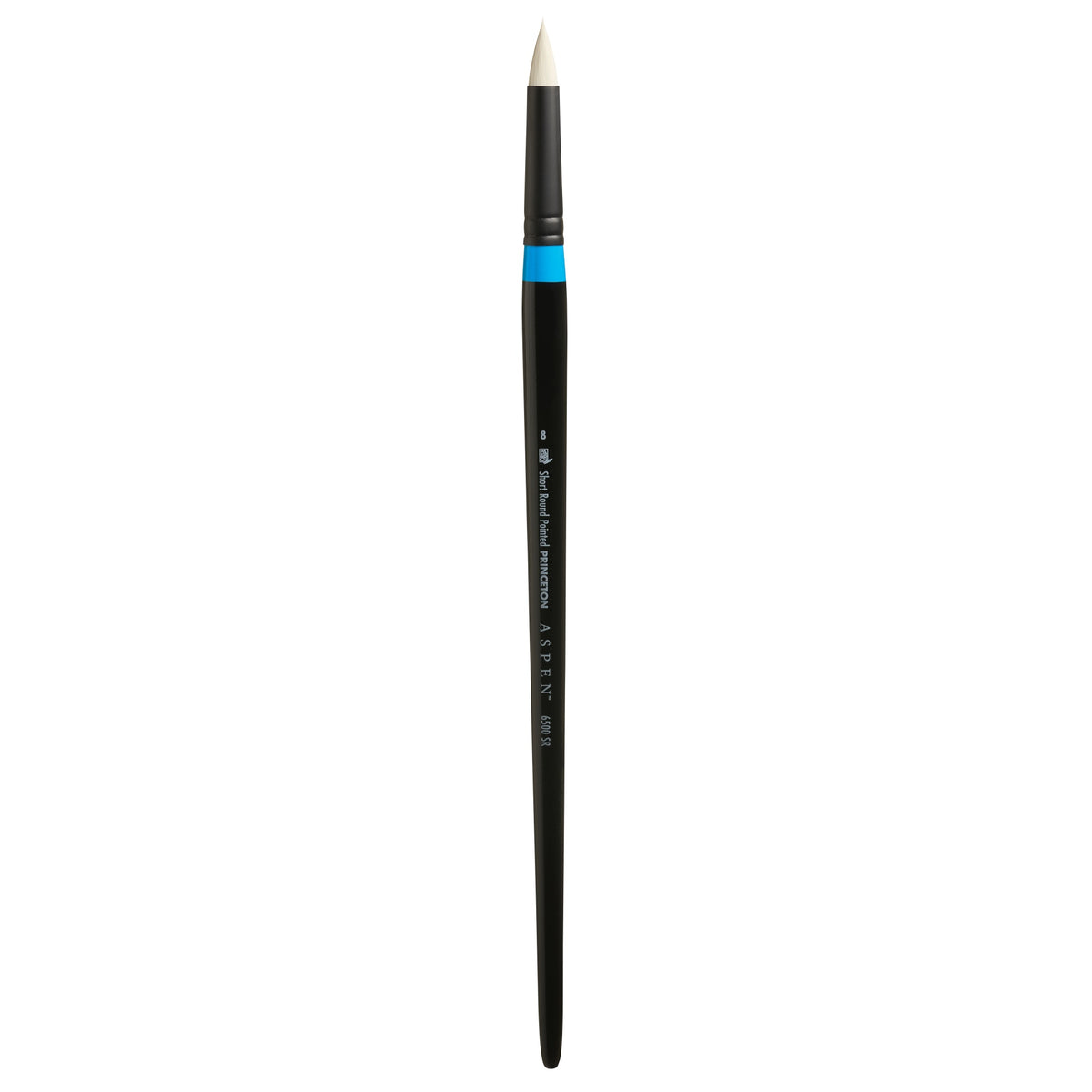 Princeton Artist Brush Co. Aspen Series 6500 - Long Handled Short Pointed Round Size 8 - Single Synthetic Round Oil And Acrylic 
