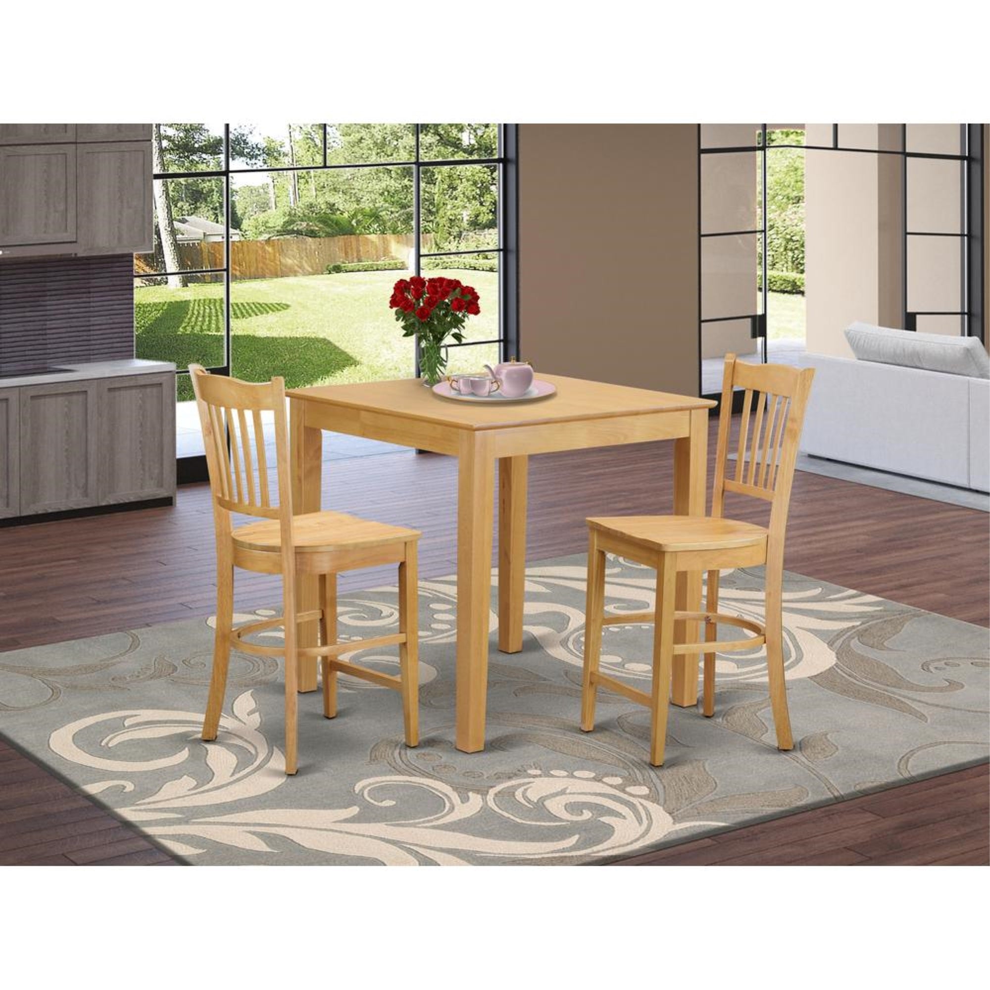3  Pc  counter  height  set  -  high  Table  and  2  dinette  Chairs.