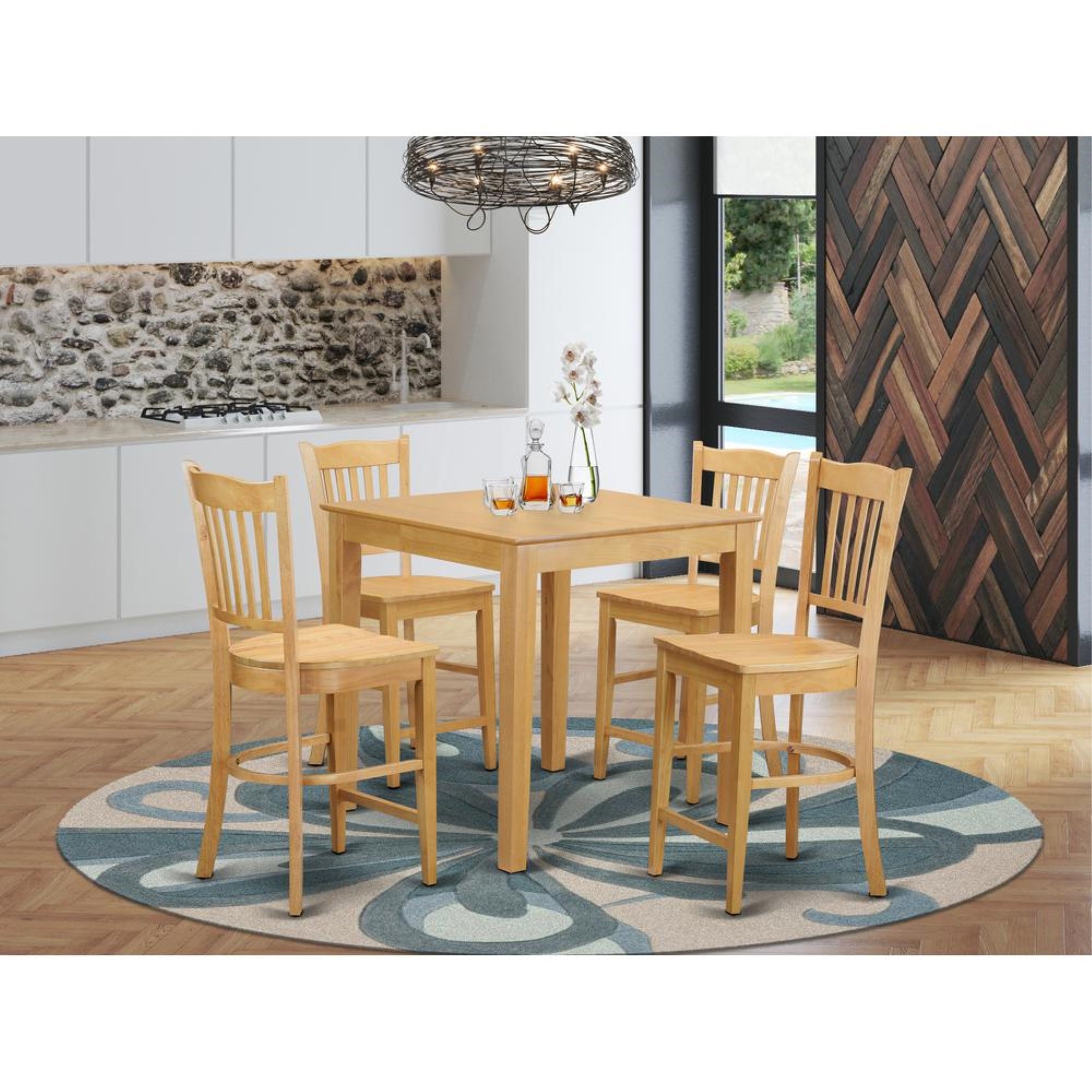 5  Pc  pub  Table  set  -  high  top  Table  and  4  counter  height  stool.