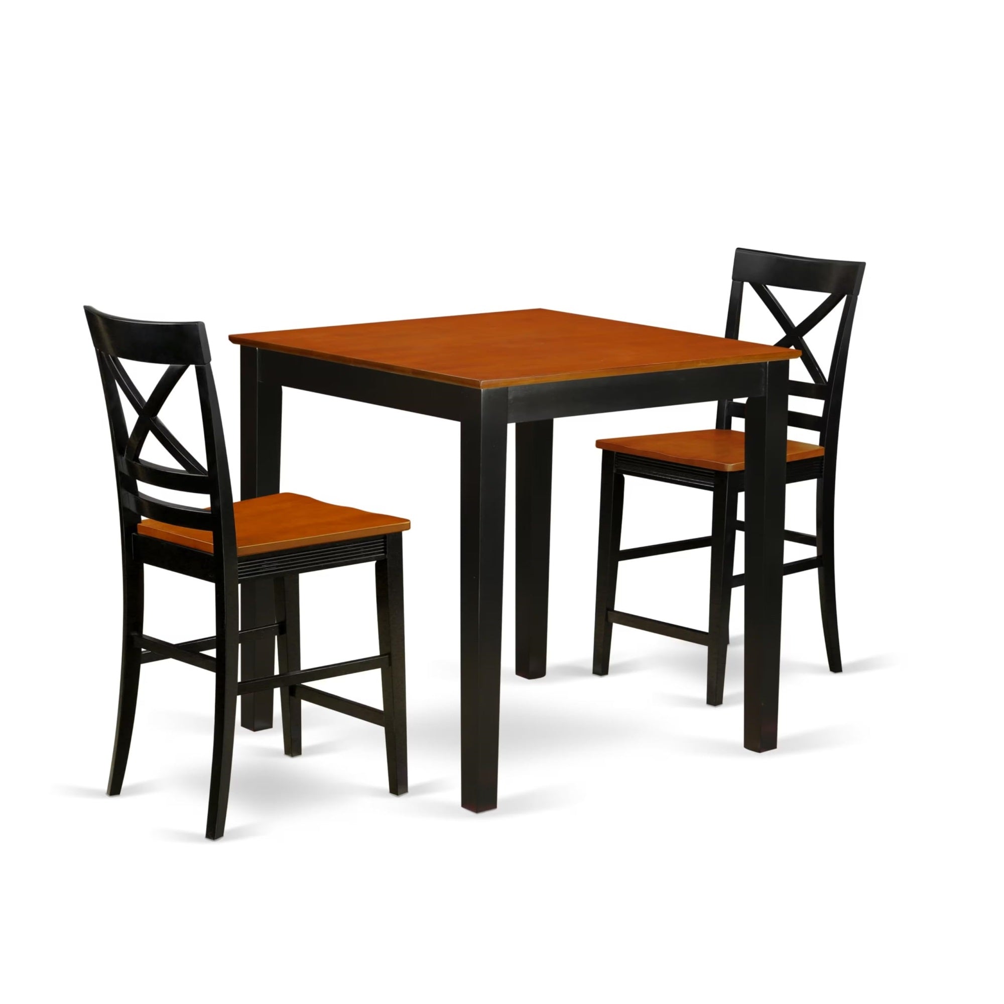 Casafoyer Pbqu3-Blk-W 3 Piece Counter Height Dining Table Set Contains A Square Kitchen Table And 2 Dining Chairs, 36X36 Inch, Black & Cherry