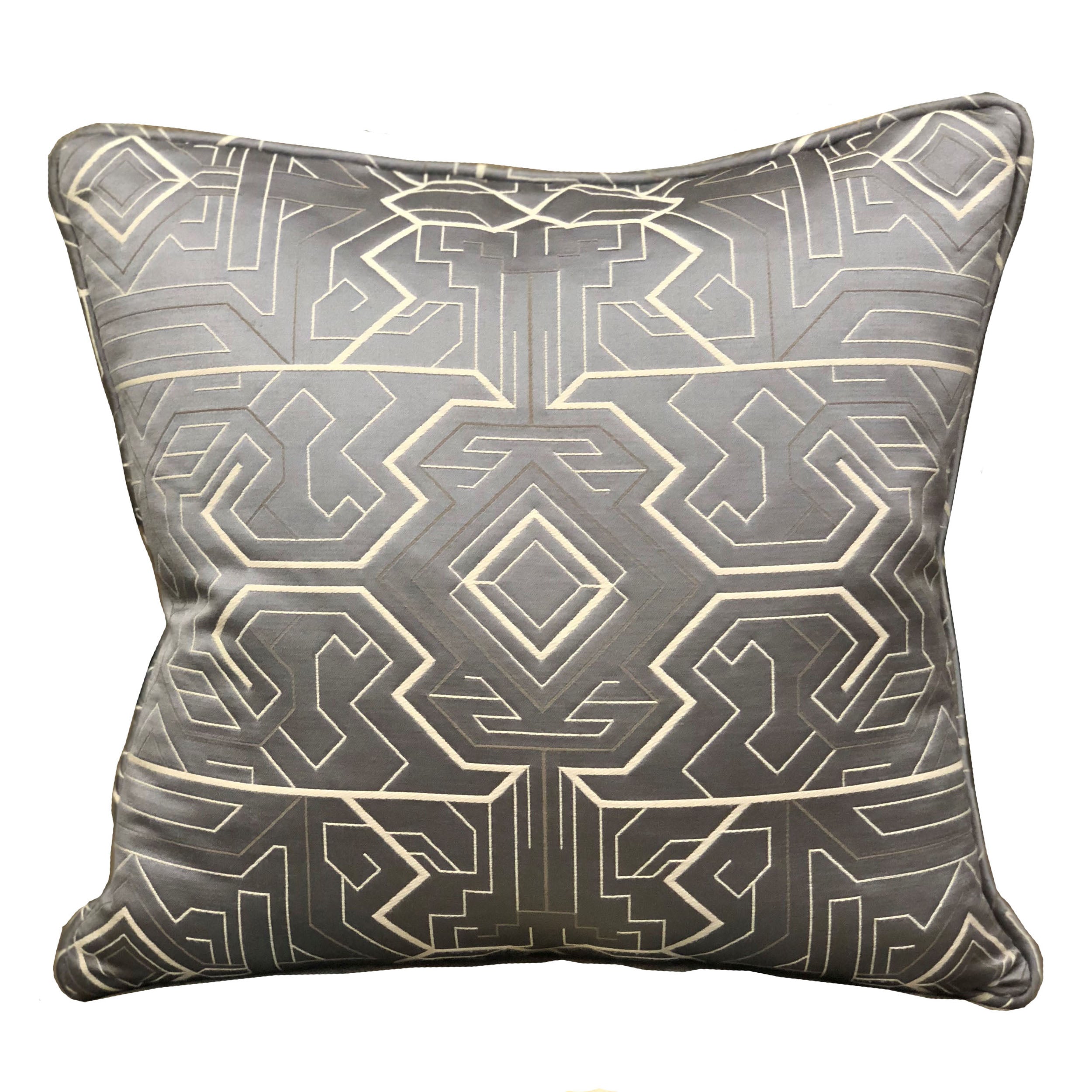 Plutus Daria Moss Silver Geometric Luxury Throw Pillow Double Sided  24 X 24
