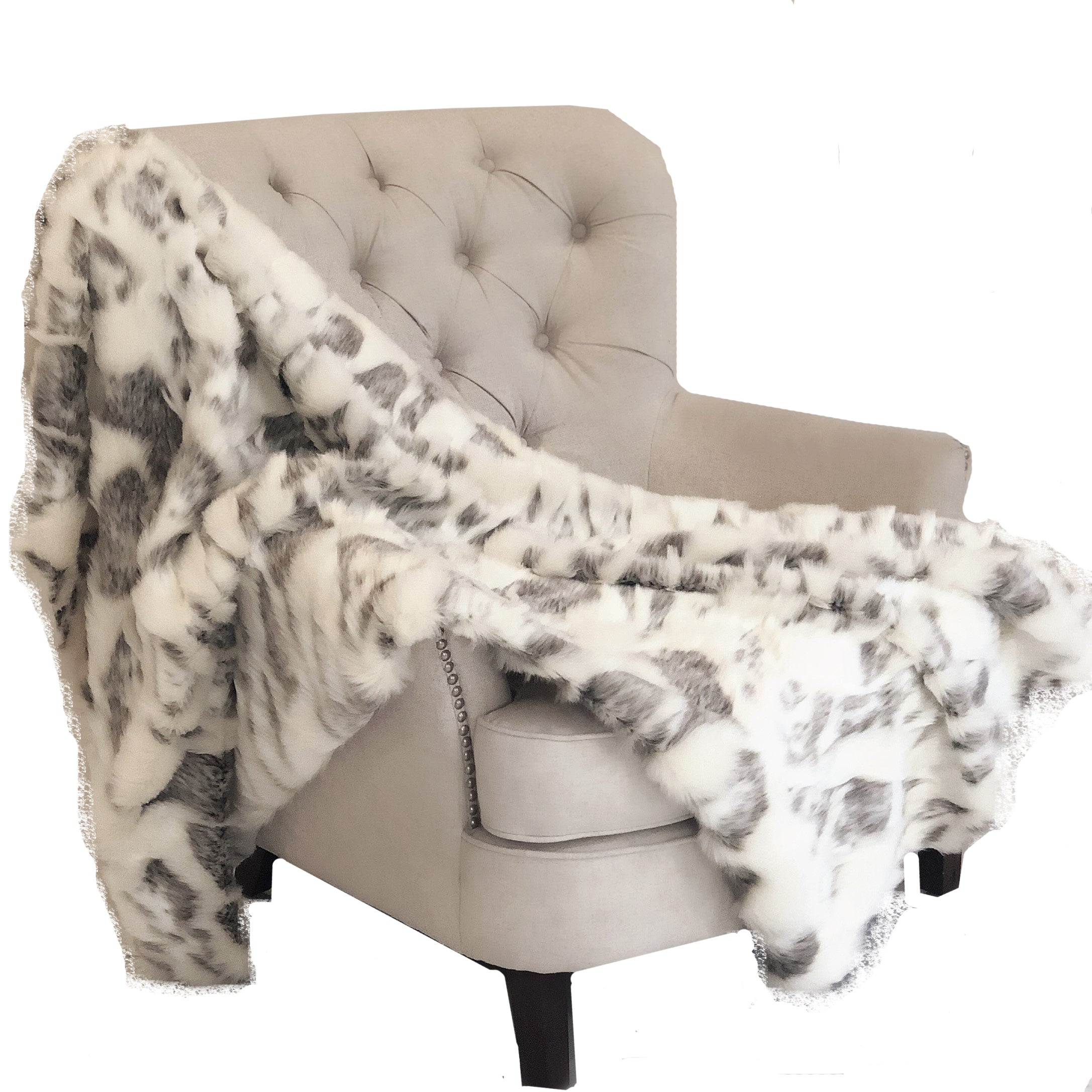 Plutus Ivory Rabbit Faux Fur Handmade Luxury Throw Blanket 80L X 90W Twin Xl