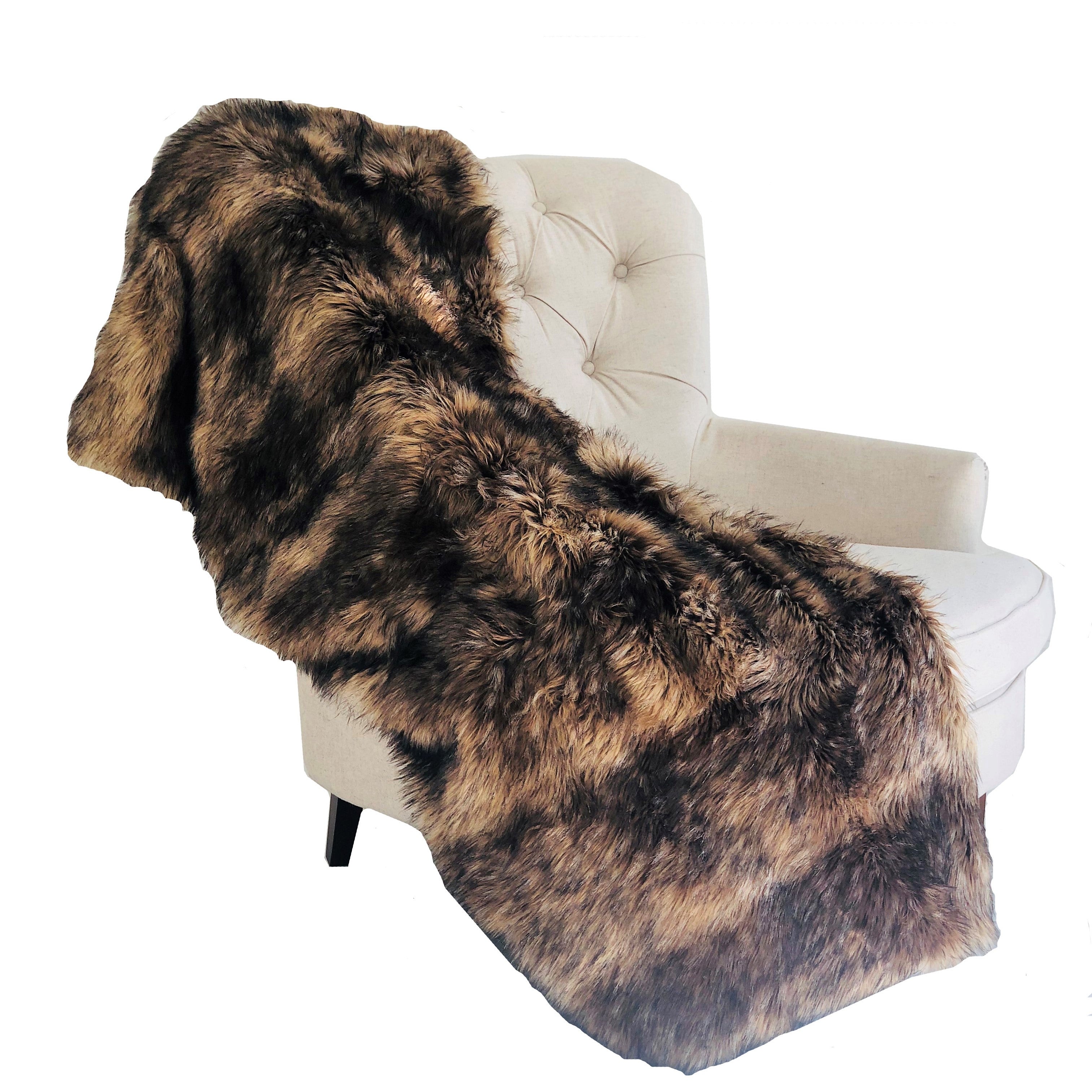Plutus Brown Mountain Coyote Handmade Luxury Throw Blanket 96L X 110W Queen