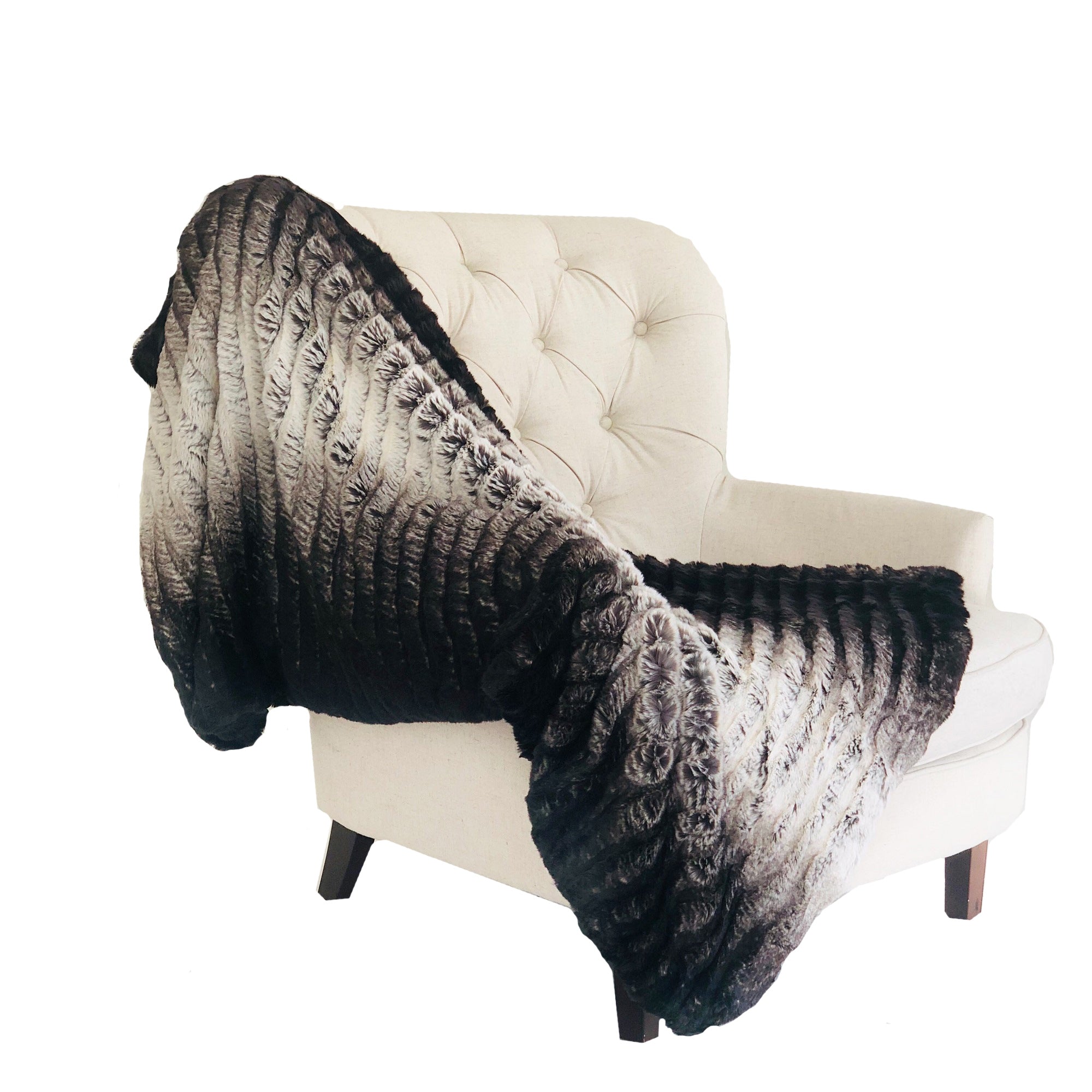 Plutus Chocolate Brown Ivory Faux Fur Luxury Throw Throw 36W X 60L