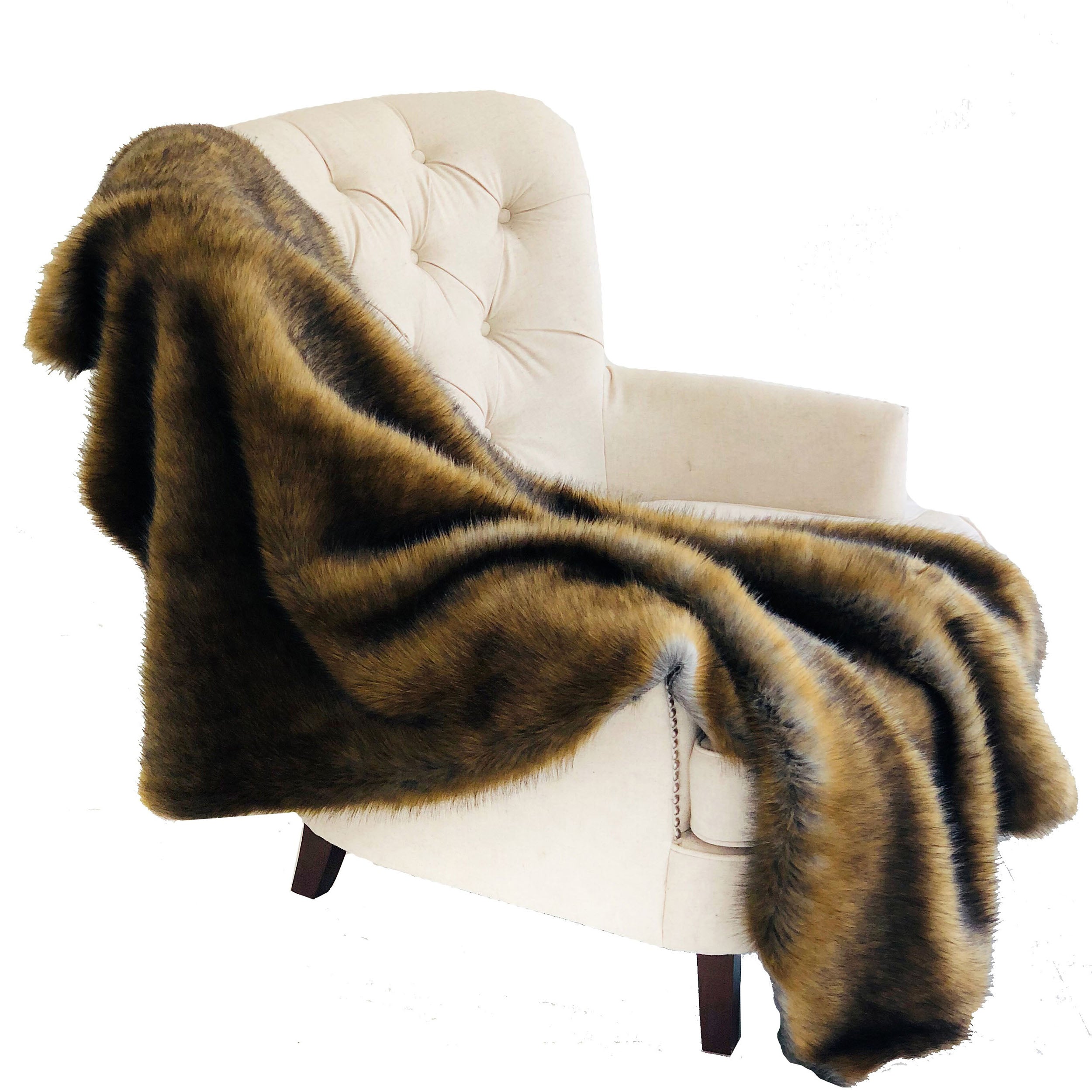 Plutus Brown And Grey Wild Grizzly Bear Faux Fur Luxury Throw Blanket 90L X 90W Full