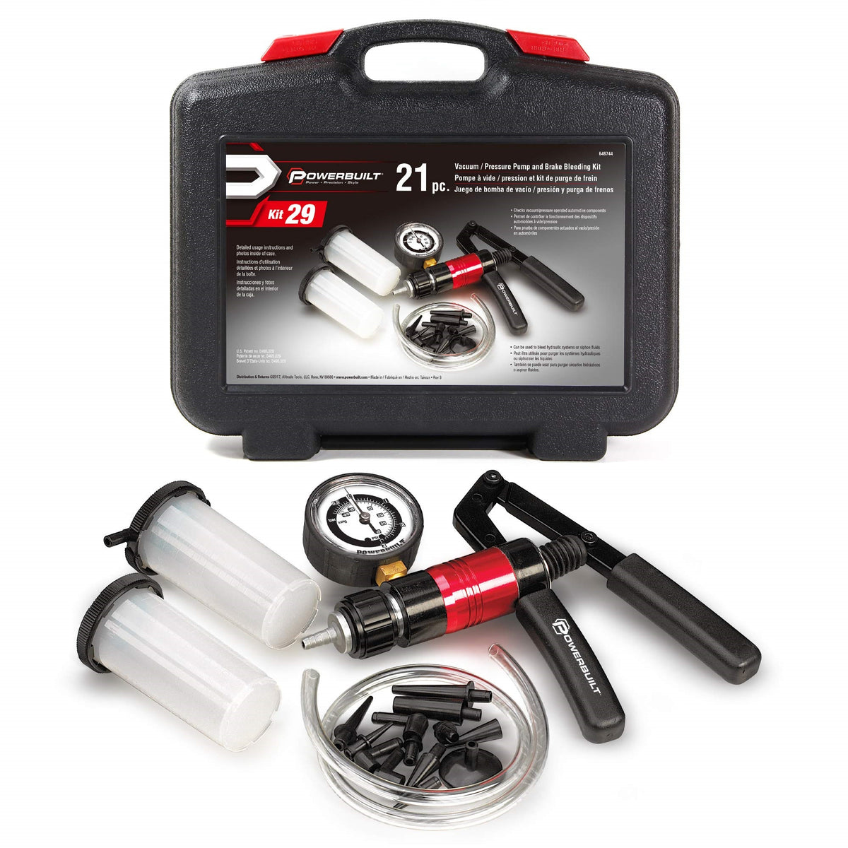 Powerbuilt Vacuum Pump Set With Hoses, Repair Components And Hydraulic Systems, Hoses, Reservoir And Adaptors, Bleed Air And Siphon Car Fluids 648774