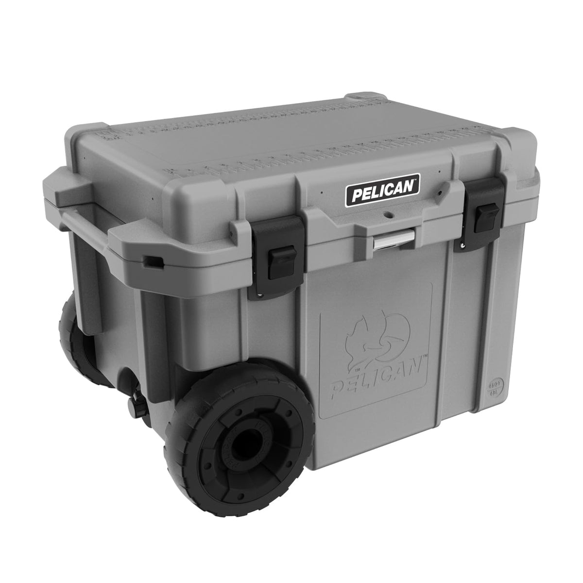 Pelican 45Qt Elite Wheeled Cooler (Dark Grey/Black) | 34 Can Capacity With Ice | 7 Day Ice Retention | Built-In Bottle Opener | Guaranteed For Life