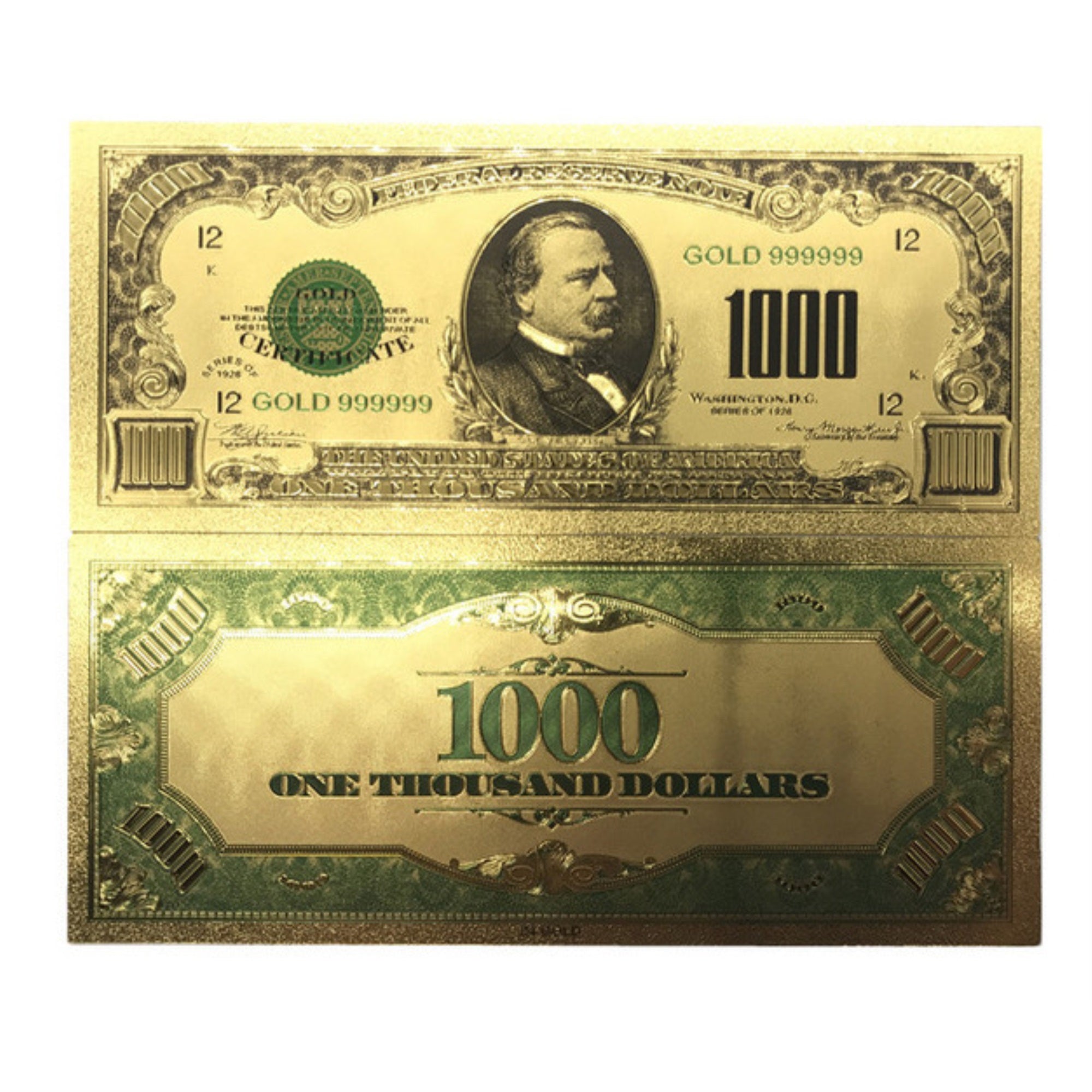 Collectible 1000 Dollar American Bill 24k Gold Plated Fake Banknote Currency for Decoration