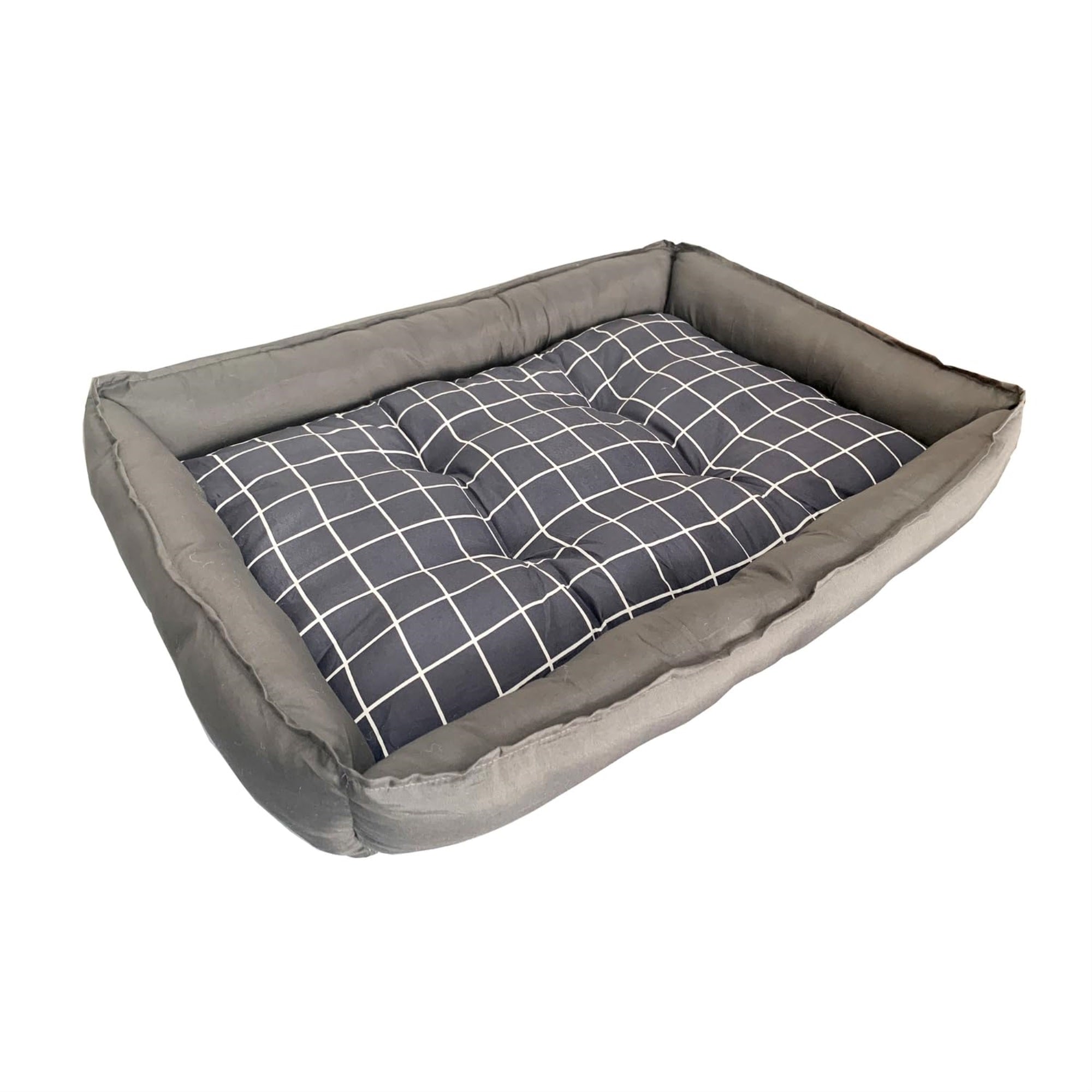 D-ART COLLECTION, INC Grey Checker Dog Bed L