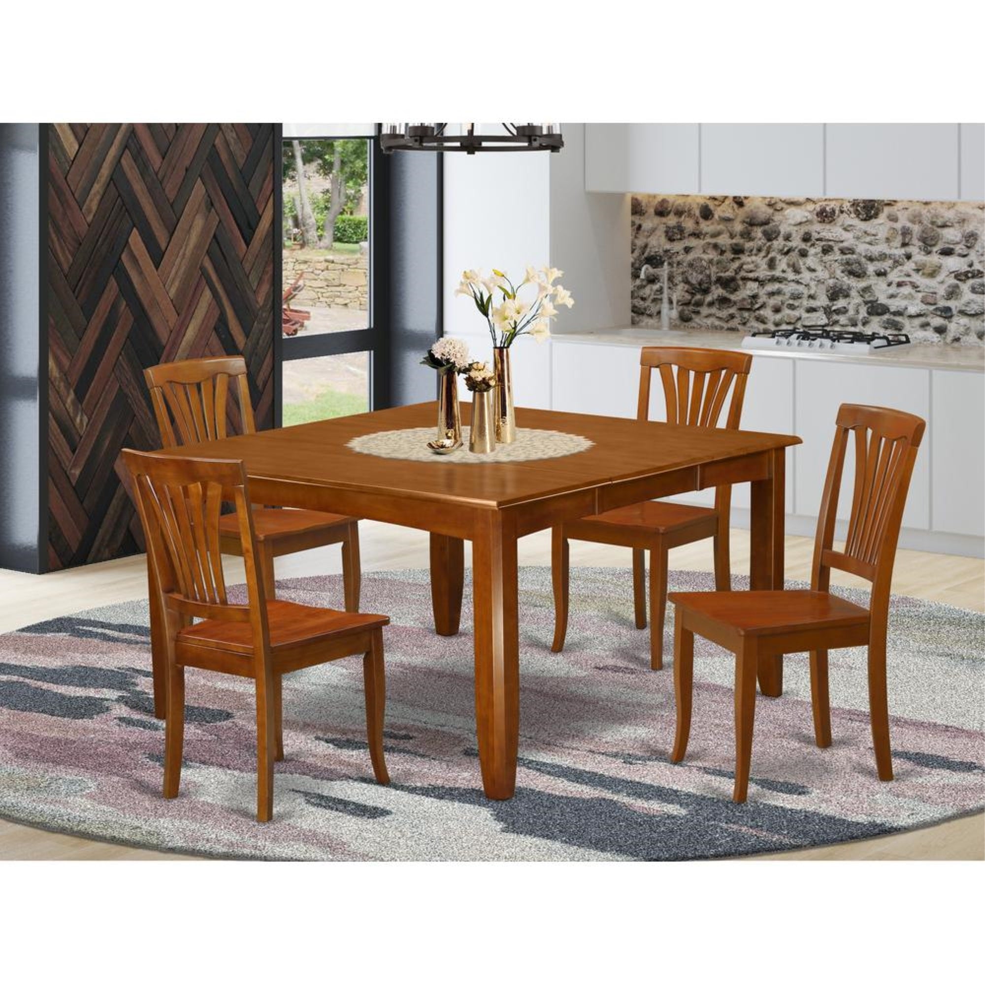 5  Pc  Dining  set-Dining  Table  with  Leaf  and  4  Dinette  Chairs.