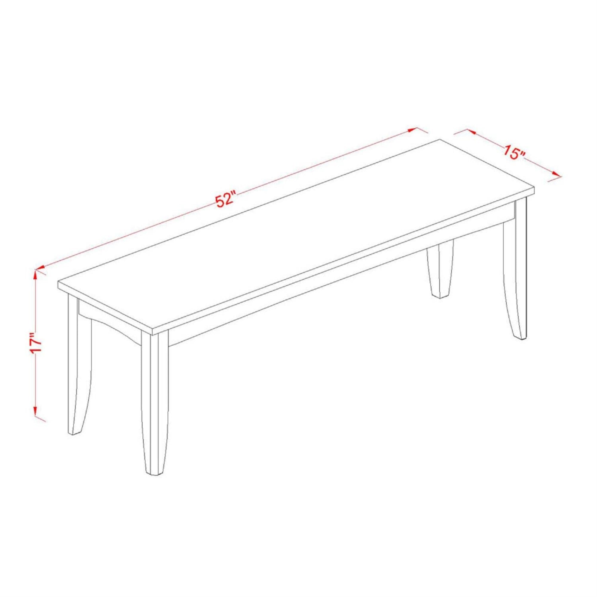 East West Furniture Pfb-Blk-W Parfait Dining Room Bench With Solid Wood Seat, 52X15X17 Inch, Black