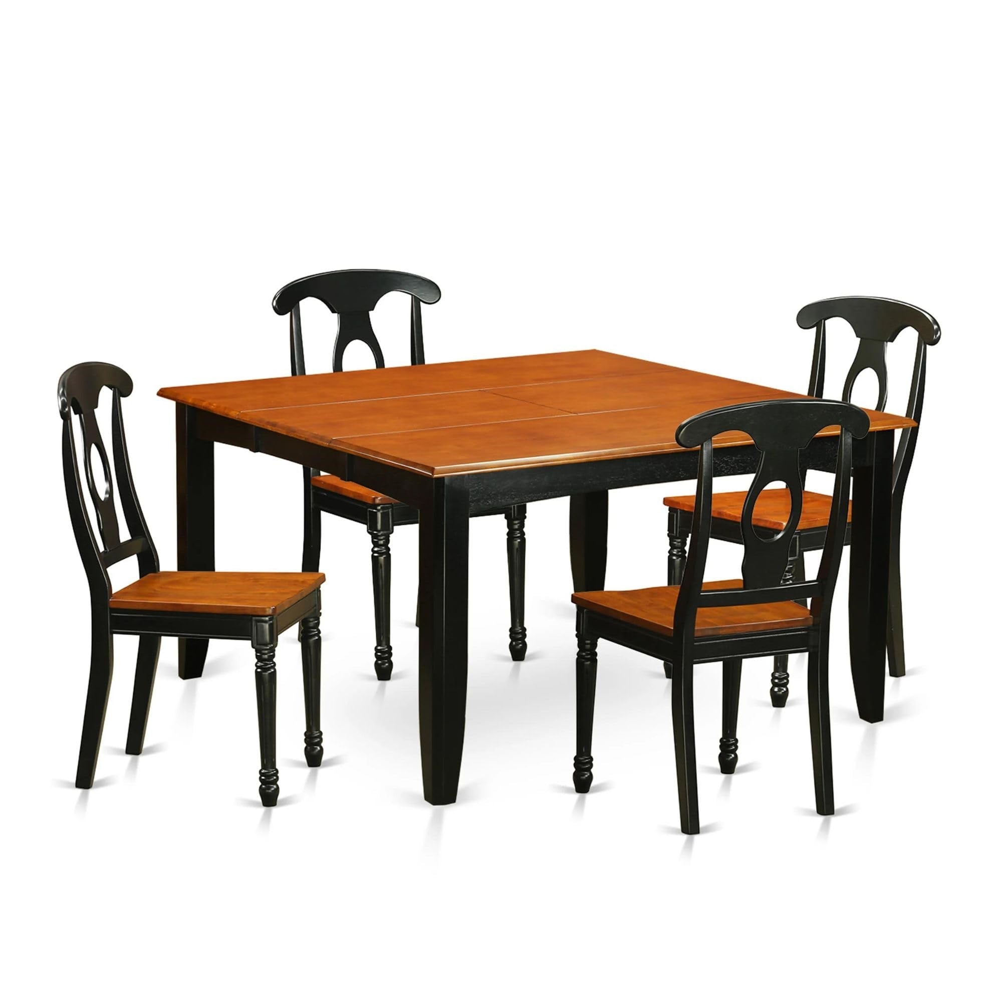 Casafoyer Pfke5-Bch-W 5 Piece Kitchen Table & Chairs Set Includes A Square Dining Table With  Leaf And 4 Dining Room Chairs, 54X54 Inch, Black & Cherry