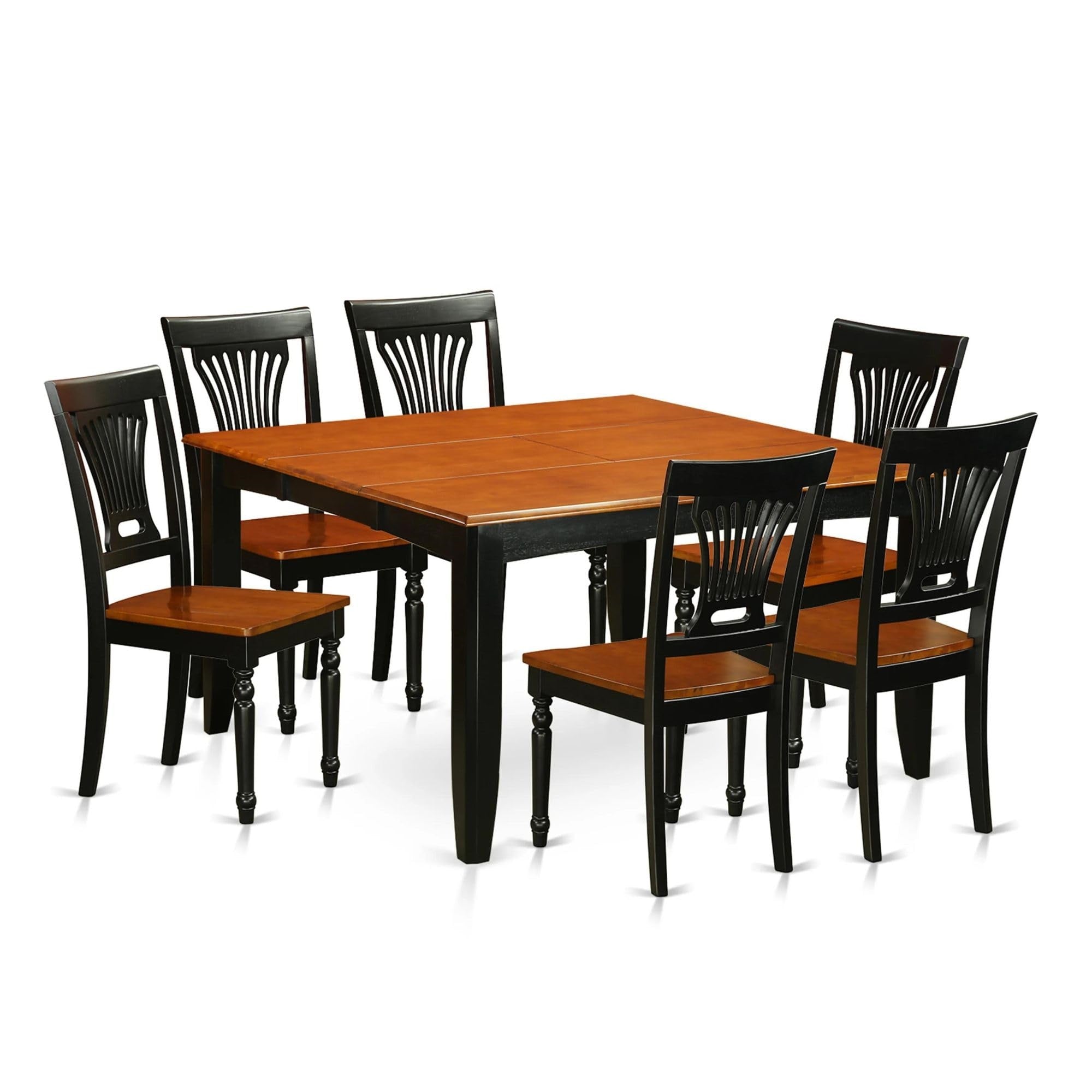 Casafoyer Parfait 7 Piece Room Set Consist Of A Square Kitchen Table With  Leaf And 6 Dining Chairs, 54X54 Inch, Pfpl7-Bch-W
