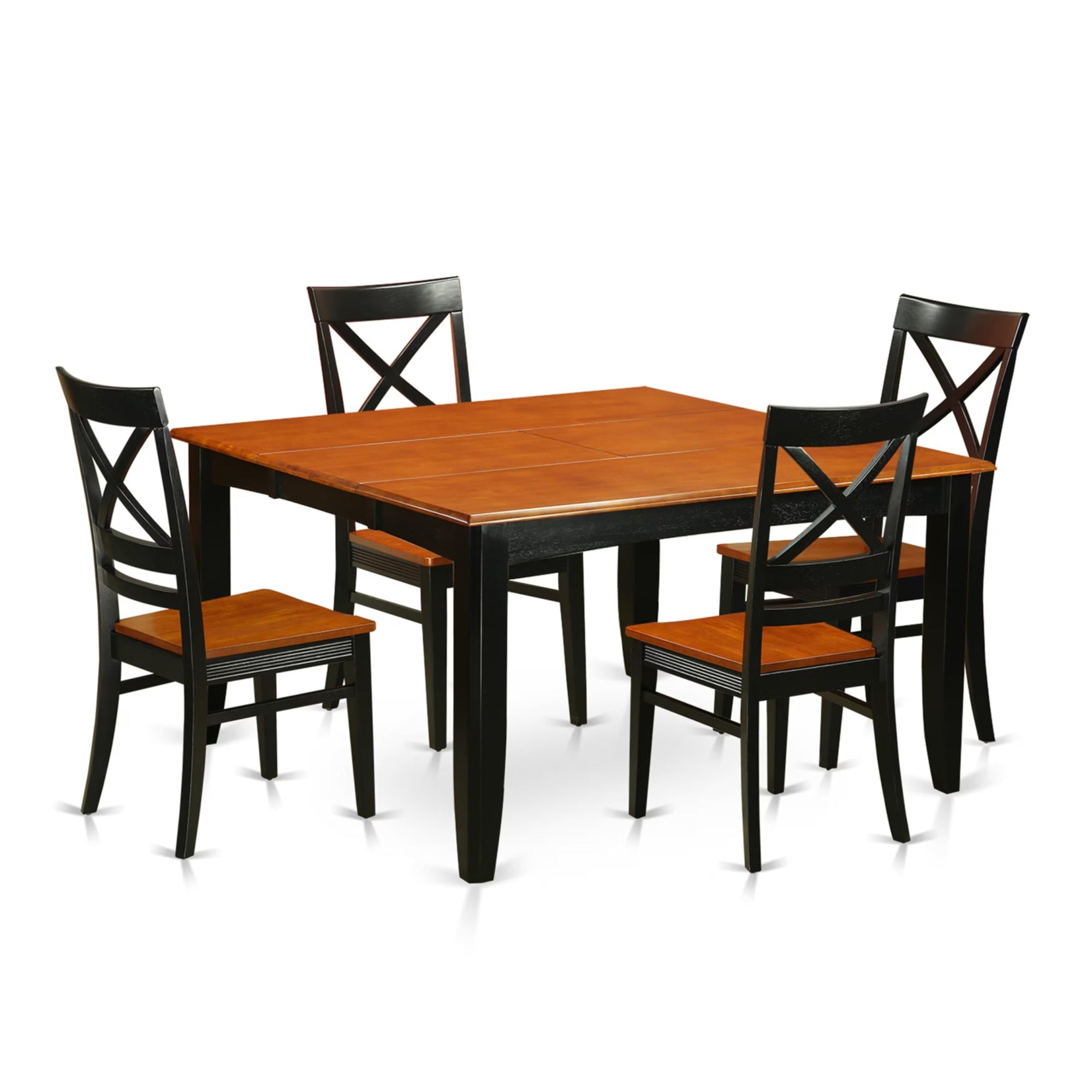 Casafoyer Parfait 5 Piece Dinette Set For 4 Includes A Square Room Table With  Leaf And 4 Kitchen Dining Chairs, 54X54 Inch, Black & Cherry