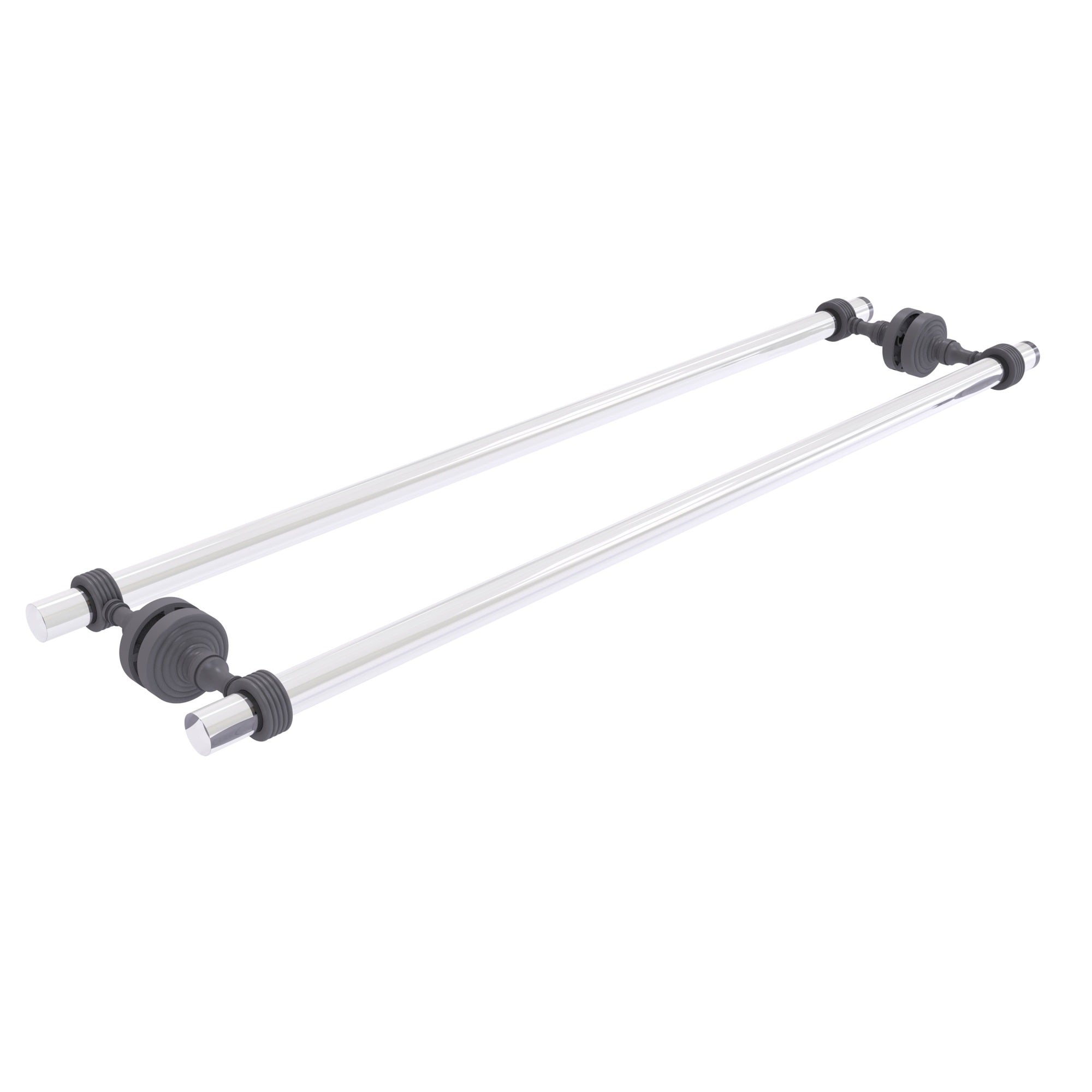 Pacific Grove Collection 30 Inch Back to Back Shower Door Towel Bar with Groovy Accents - Matte Gray