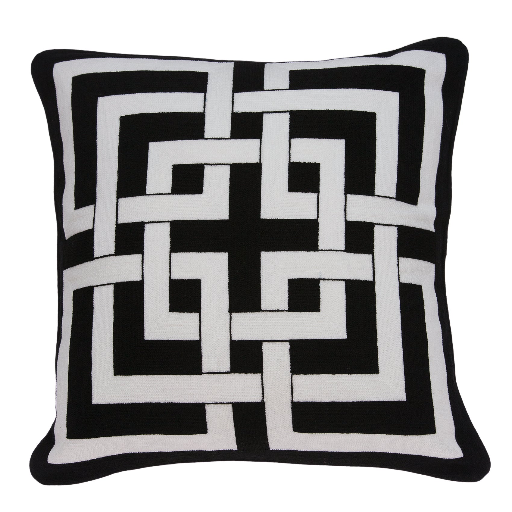 Parkland Collection Abali Transitional Black And White Pillow Cover With Poly Insert