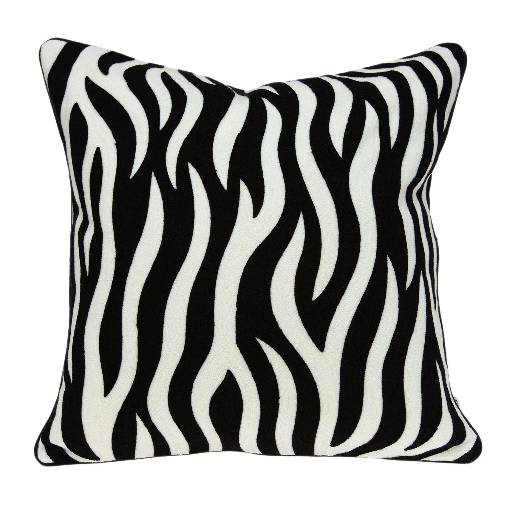 Parkland Collection Simba Transitional Black And White Zebra Pillow Cover With Poly Insert