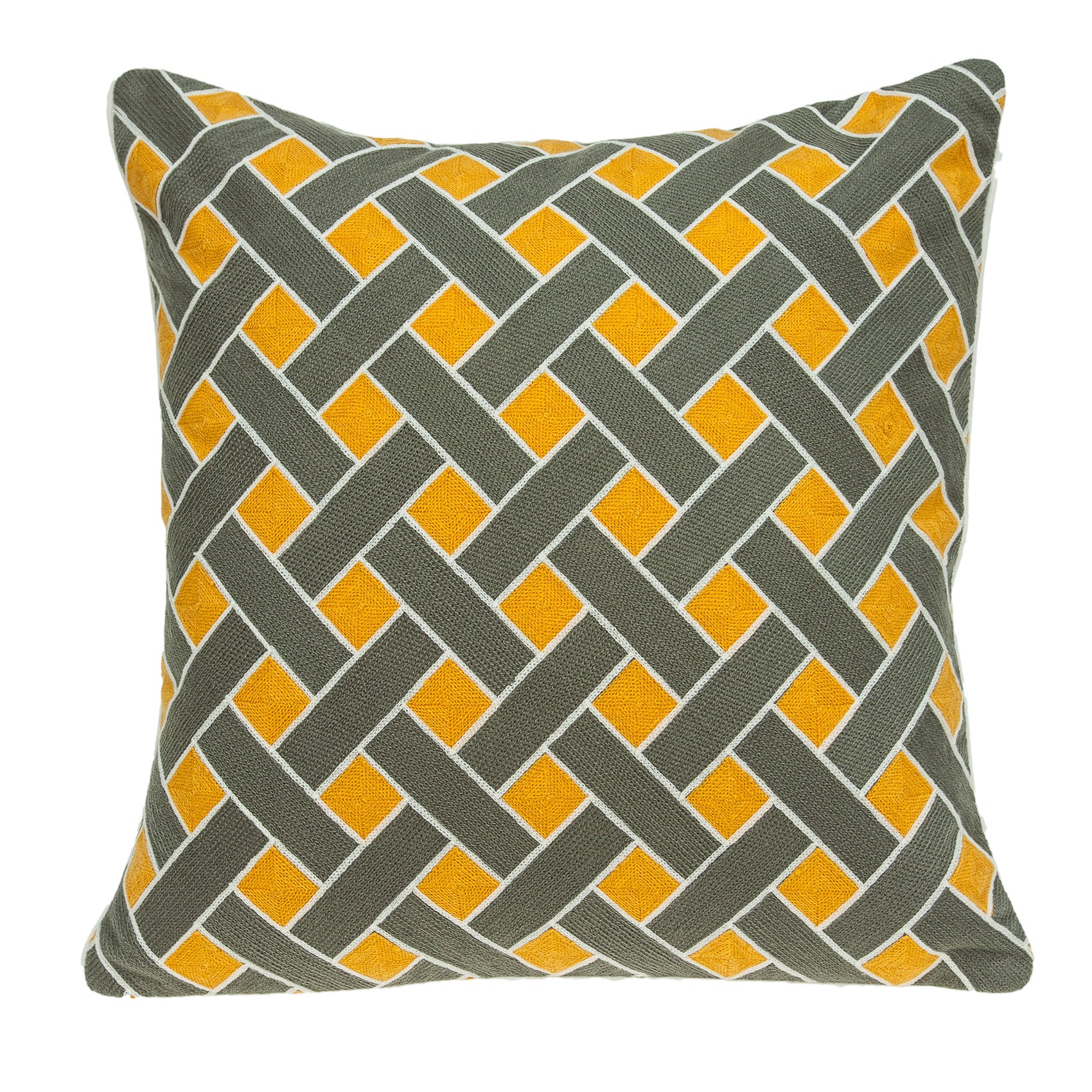 Parkland Collection Kain Transitional Grey And Orange Pillow Cover With Poly Insert