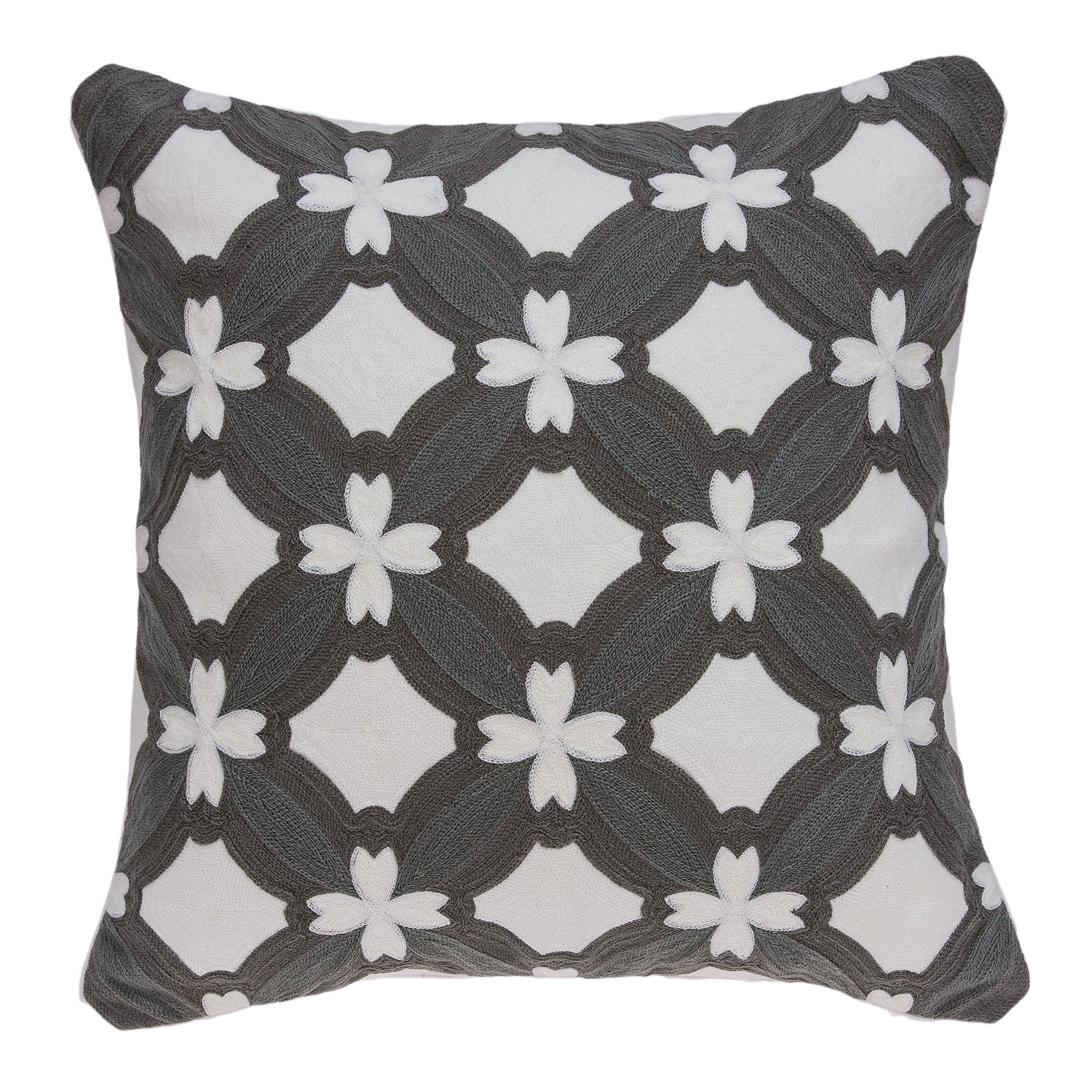 Parkland Collection Noma Transitional Grey And White Pillow Cover With Poly Insert