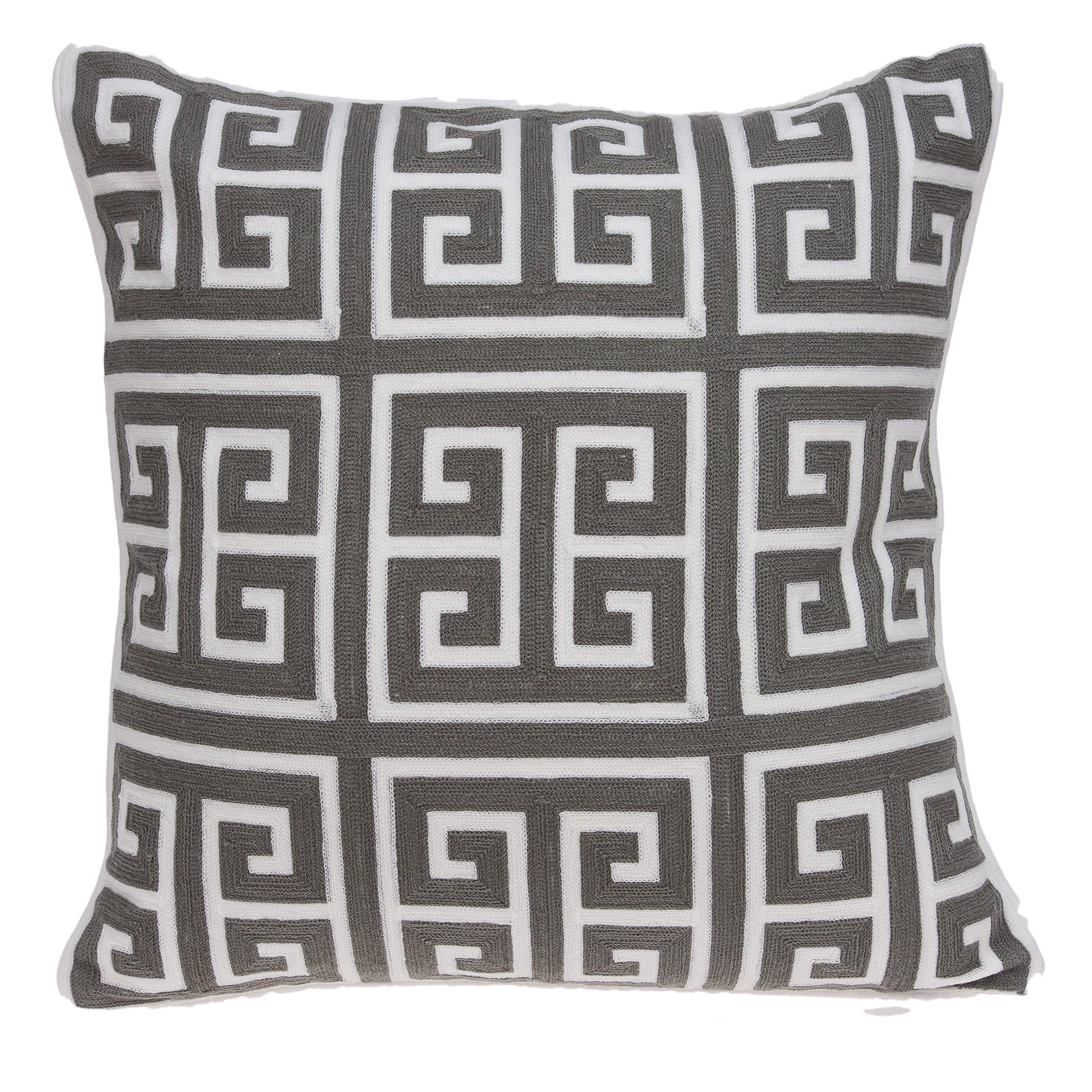Parkland Collection Adora Transitional Grey And White Pillow Cover With Poly Insert