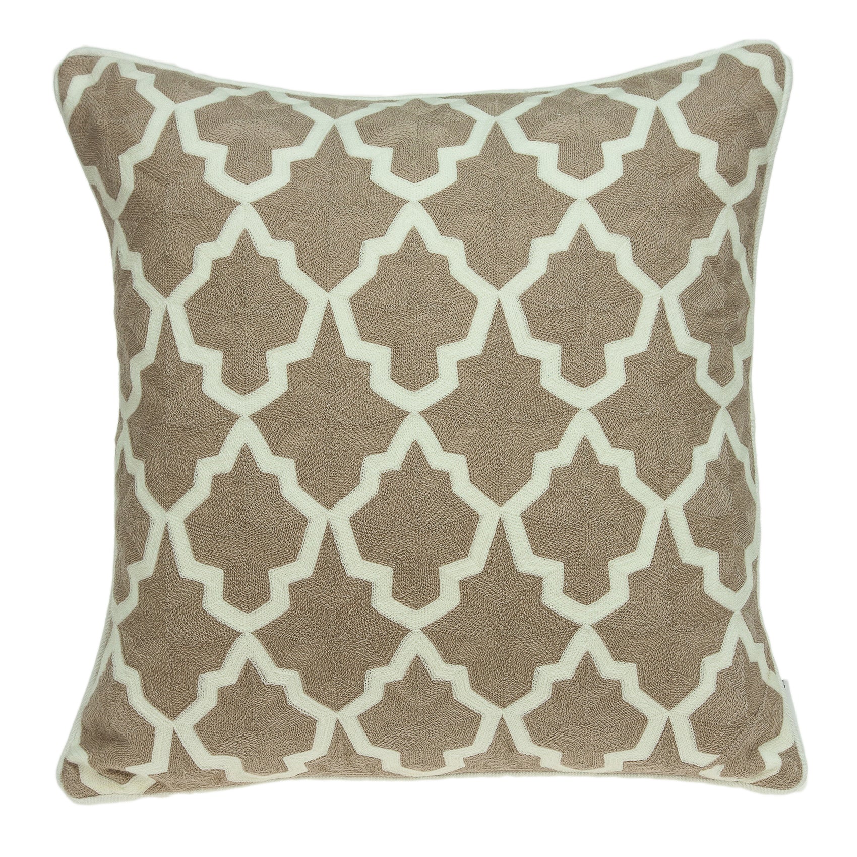Parkland Collection Canita Transitional Beige And White Pillow Cover With Poly Insert