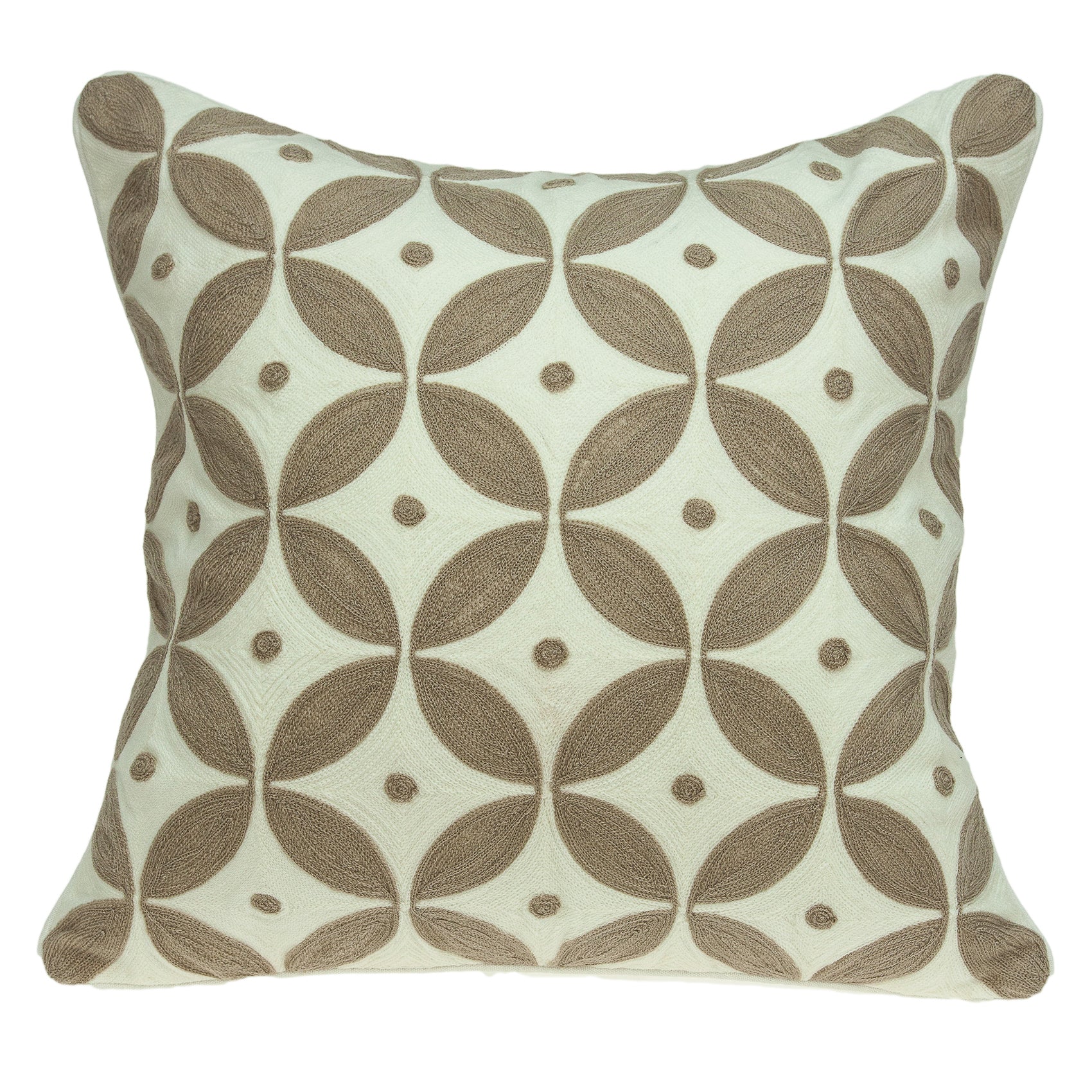 Parkland Collection Capella Transitional Beige And White Pillow Cover With Poly Insert