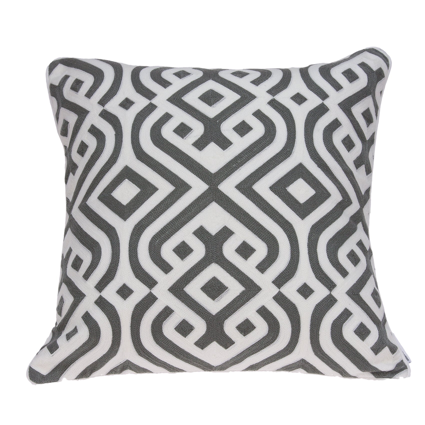 Parkland Collection Vega Traditional Grey And White Pillow Cover With Poly Insert
