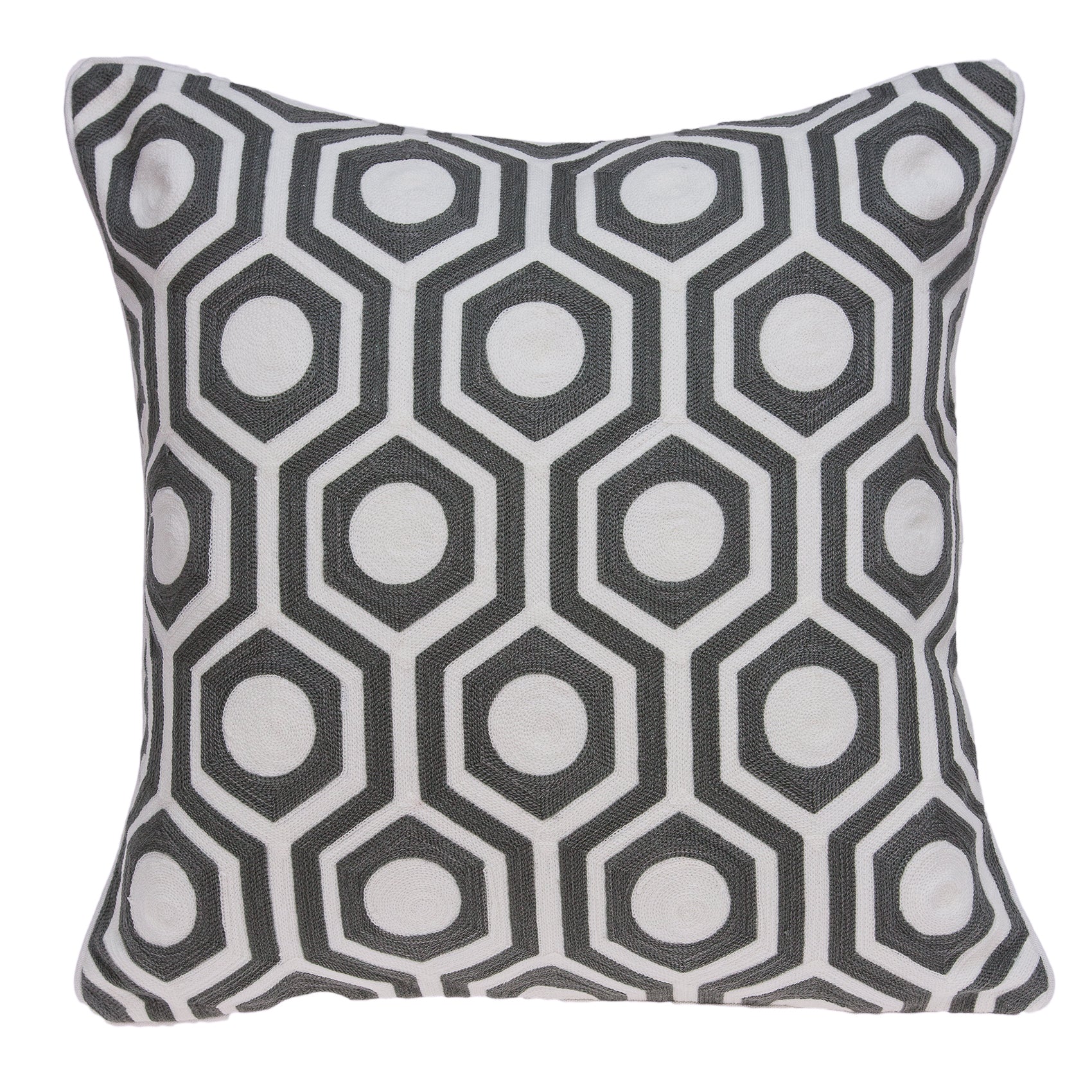 Parkland Collection Ursae Traditional Grey And White Pillow Cover With Poly Insert