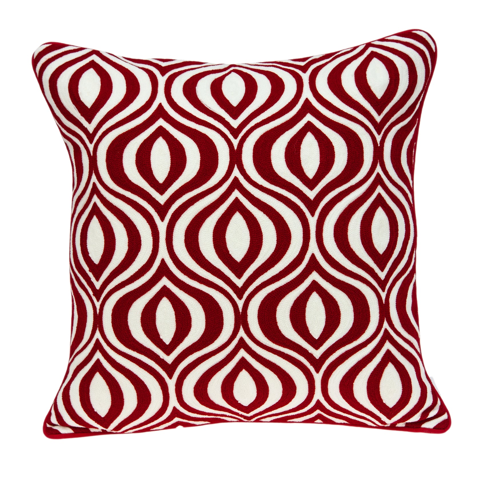 Parkland Collection Altia Transitional Red And White Pillow Cover With Poly Insert