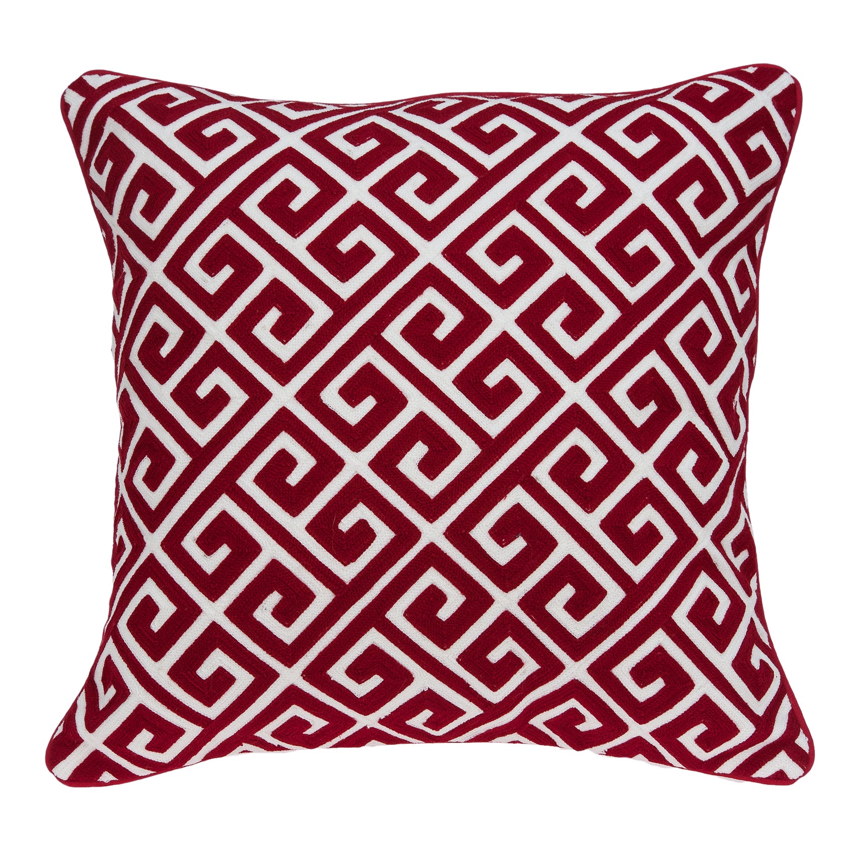 Parkland Collection Trix Transitional Red And White Pillow Cover With Poly Insert
