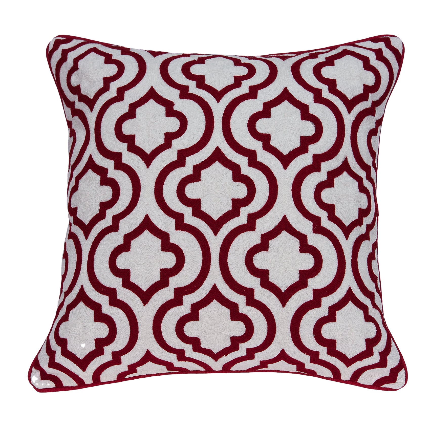 Parkland Collection Nilam Transitional Red And White Pillow Cover With Poly Insert