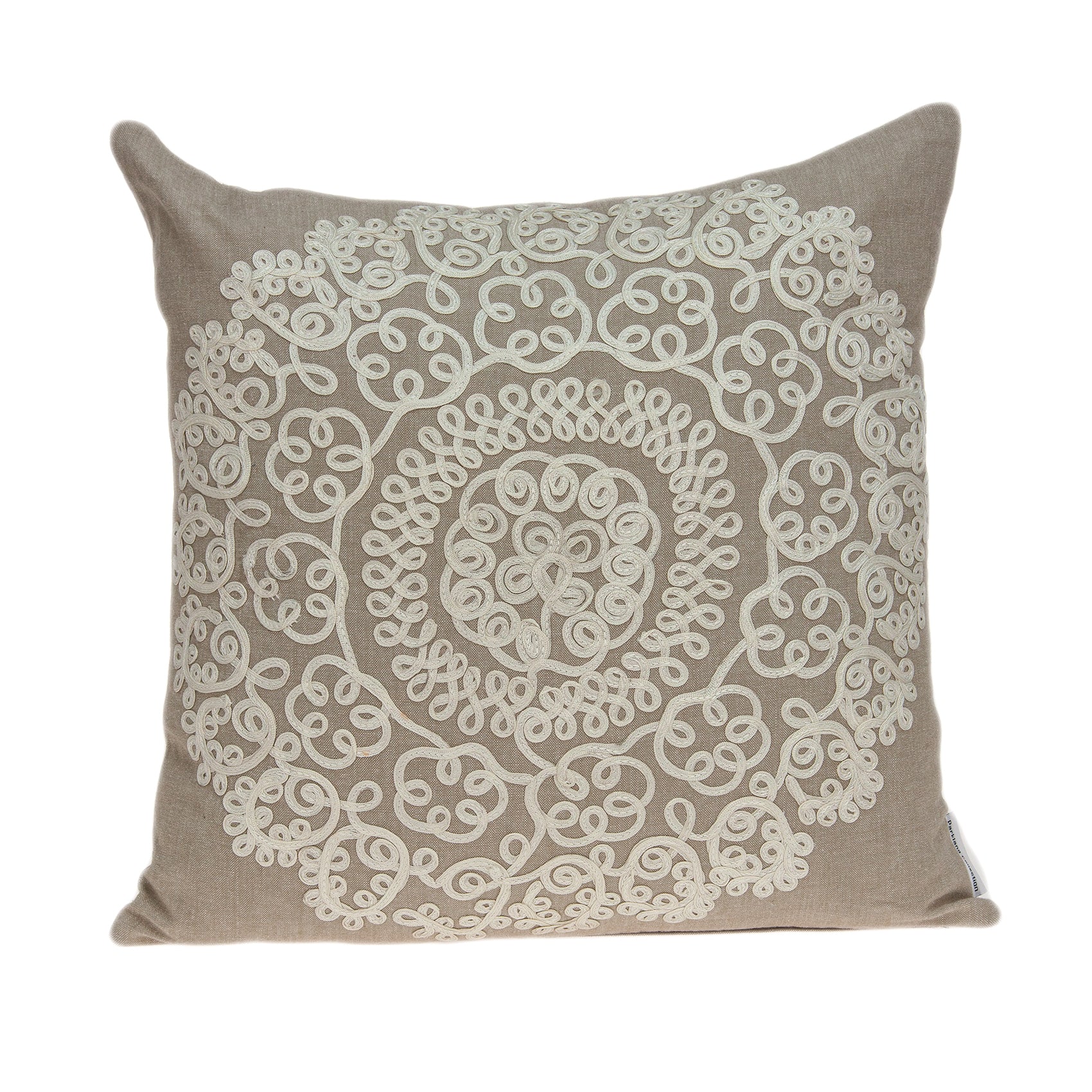 Parkland Collection Arlene Traditional Tan Pillow Cover With Poly Insert