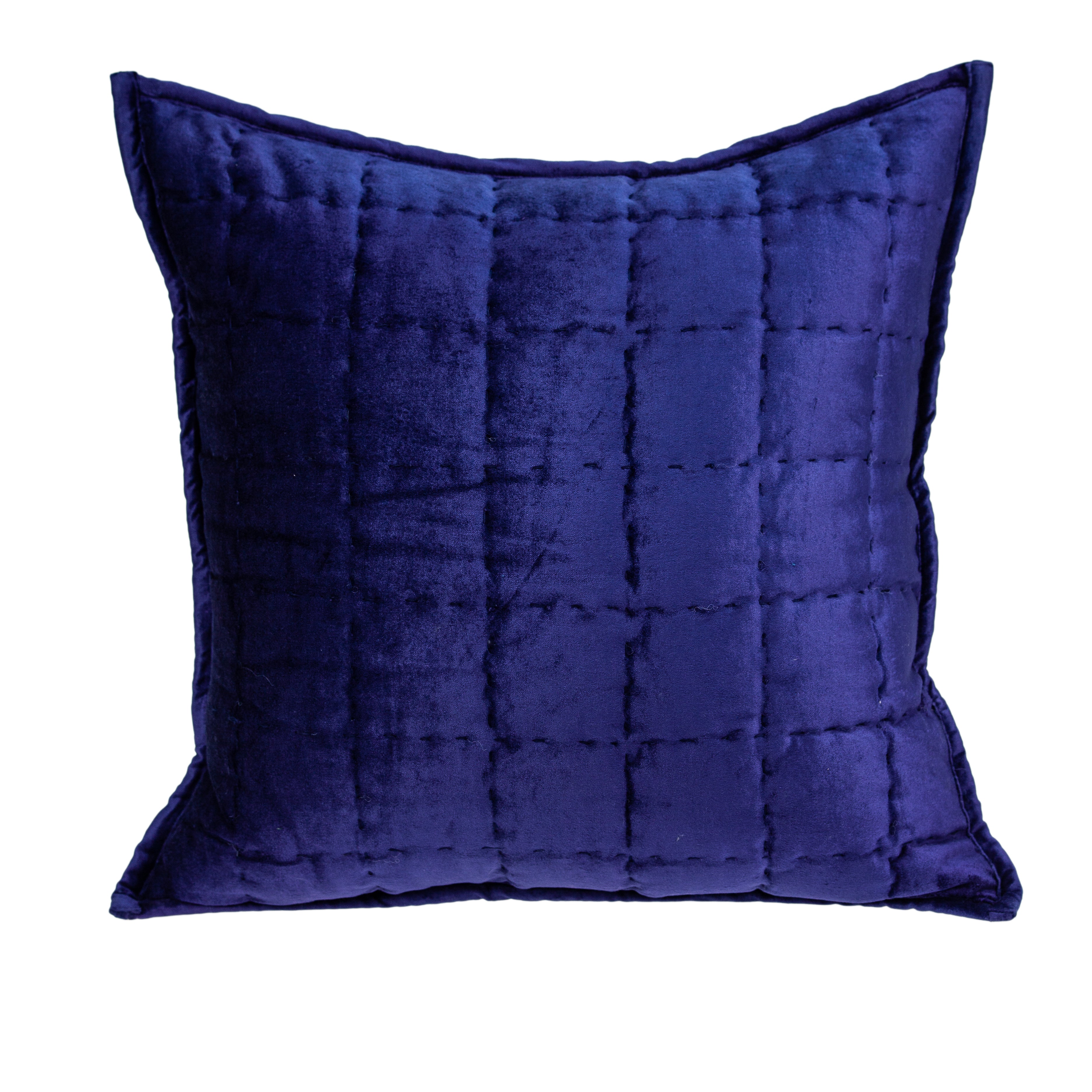 Parkland Collection Augusta Transitional Royal Blue Solid Quilted Pillow Cover With Poly Insert