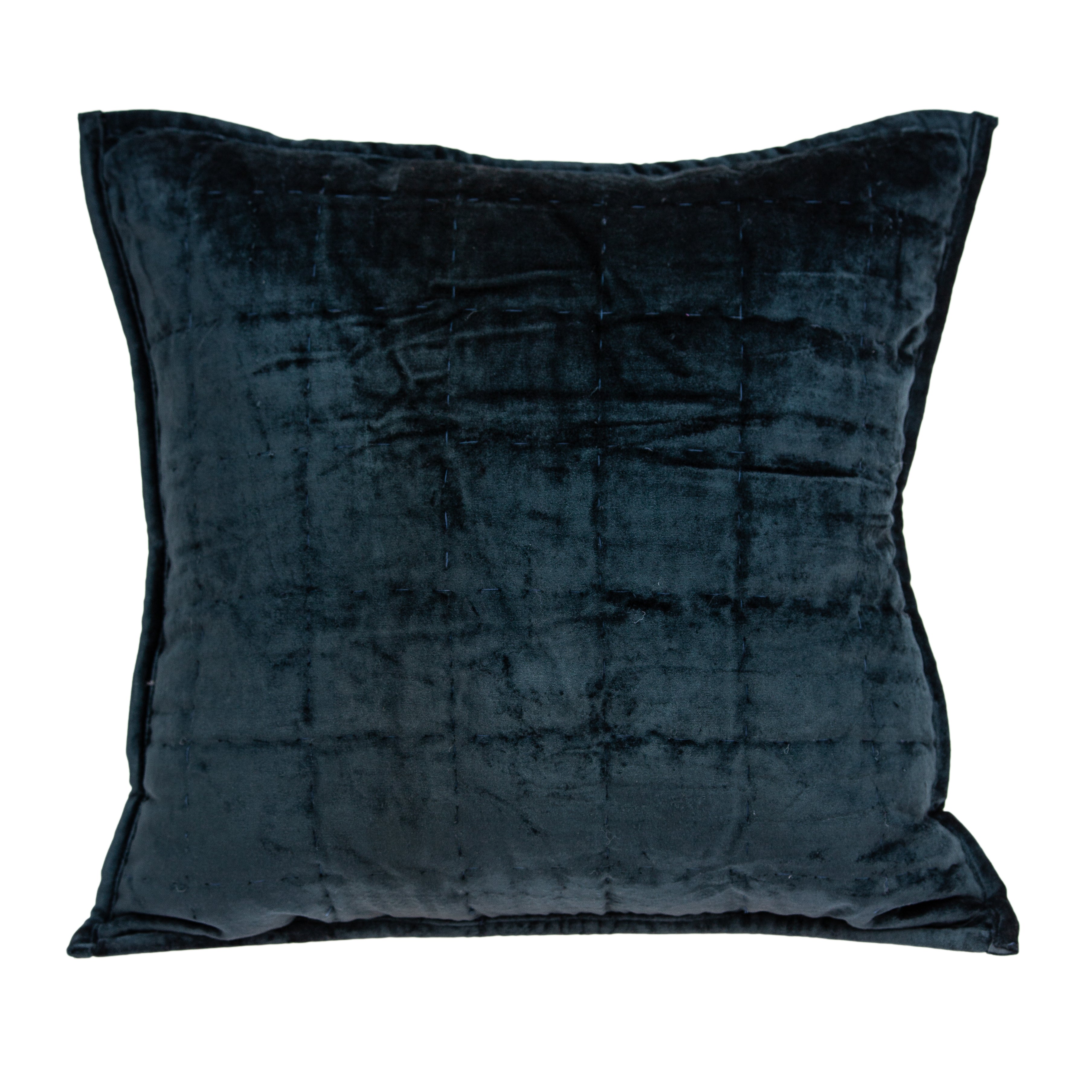 Parkland Collection Cerro Transitional Dark Blue Solid Quilted Pillow Cover With Poly Insert