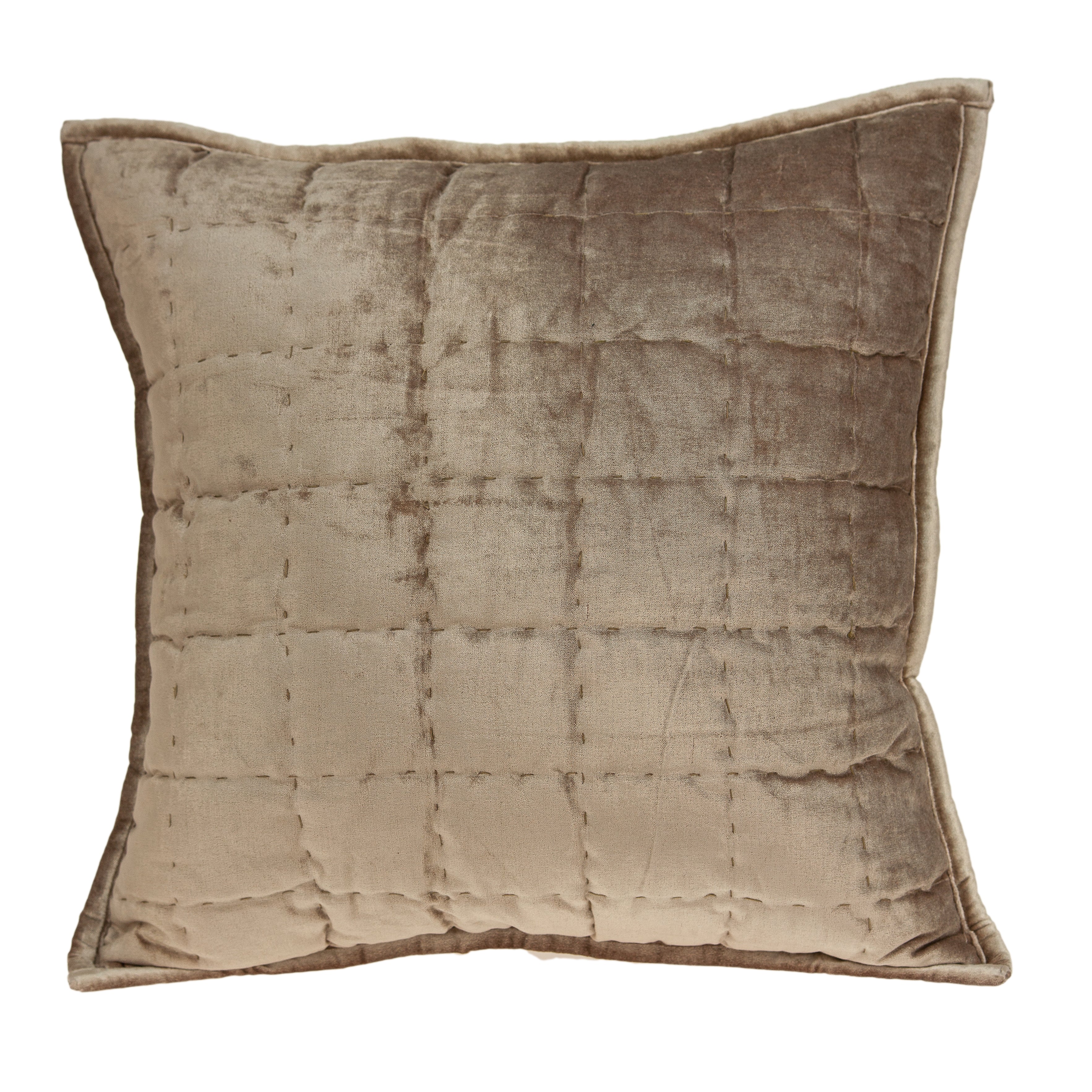 Parkland Collection Byblo Transitional Taupe Solid Quilted Pillow Cover With Poly Insert