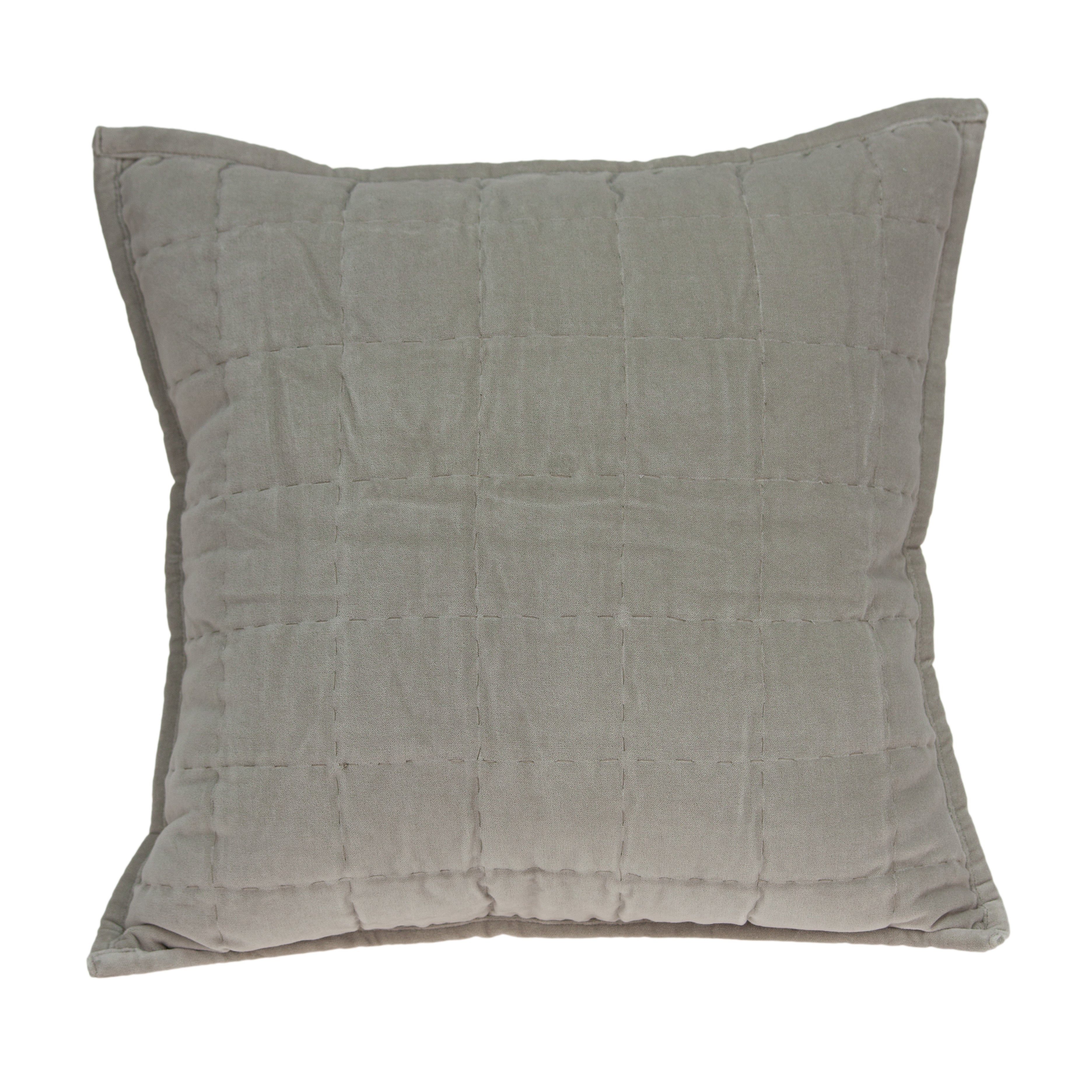 Parkland Collection Kavi Transitional Grey Solid Quilted Pillow Cover With Poly Insert