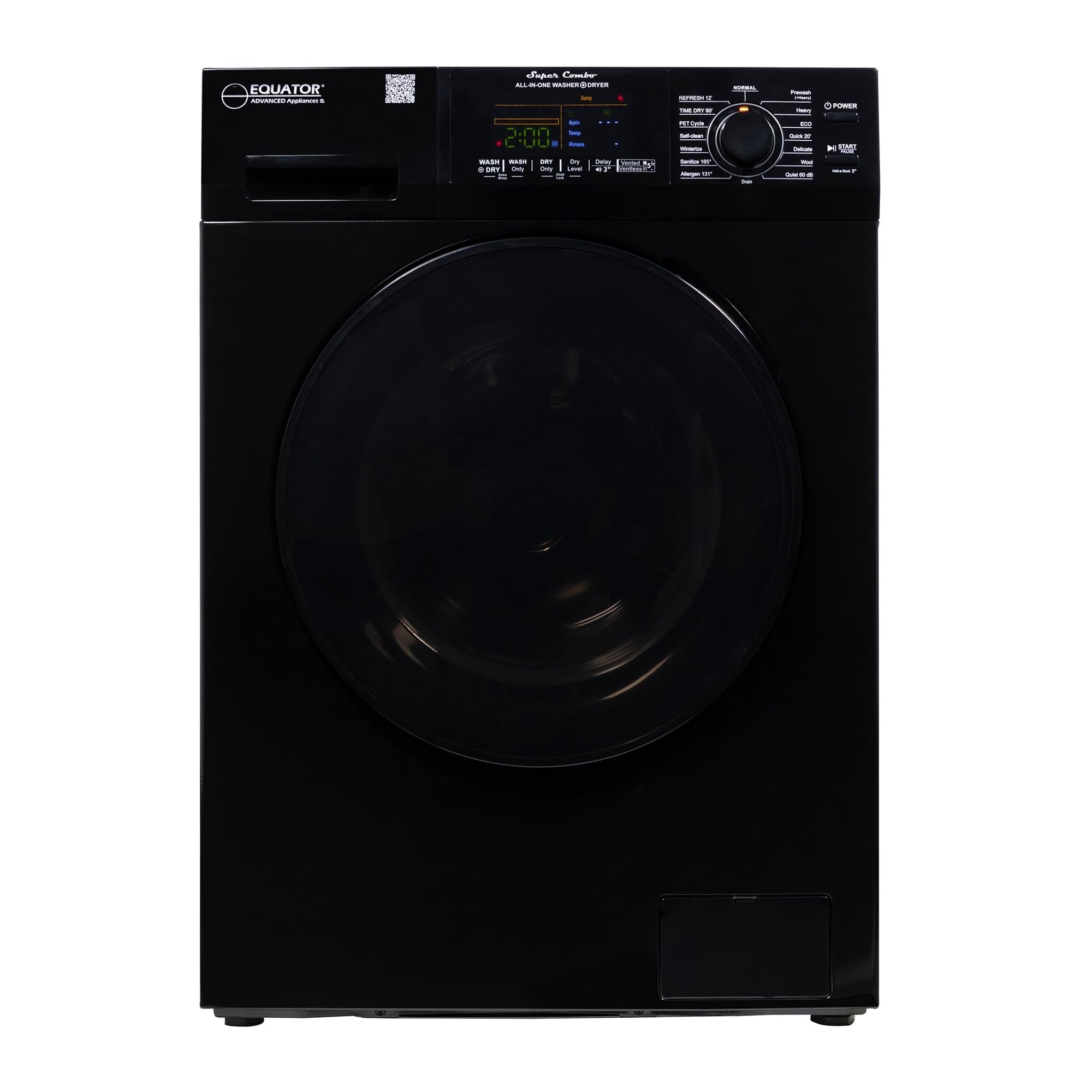 Equator All-In-One Washer Dryer Ventless/Vented Pet Cycle 1.62Cf/15Lbs 110V