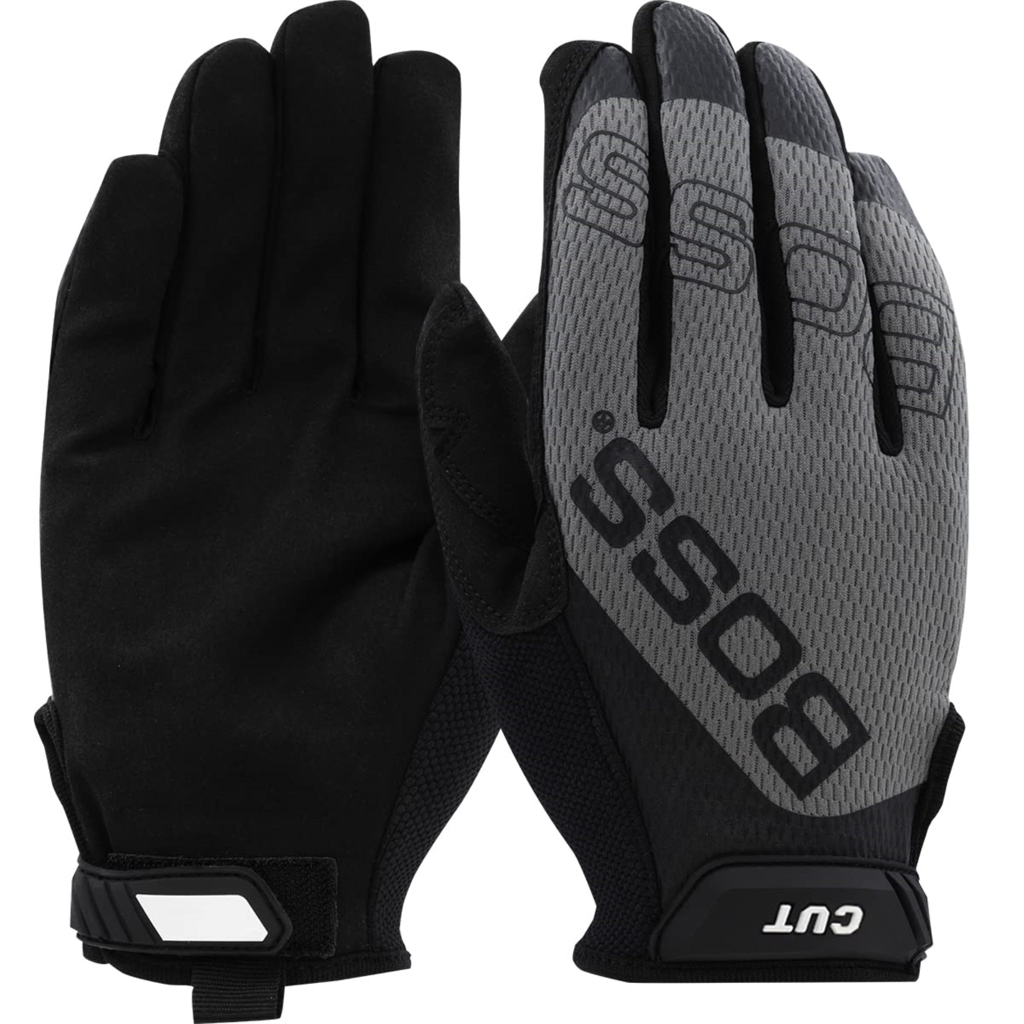 Boss Men'S Synthetic Microfiber Palm Safety Work Gloves, Para-Aramid Cut Lining, Ansi 5 Cut Level, Touchscreen, Enhanced Grip, Gray/Black, Large, (120-Mc1225T/L)