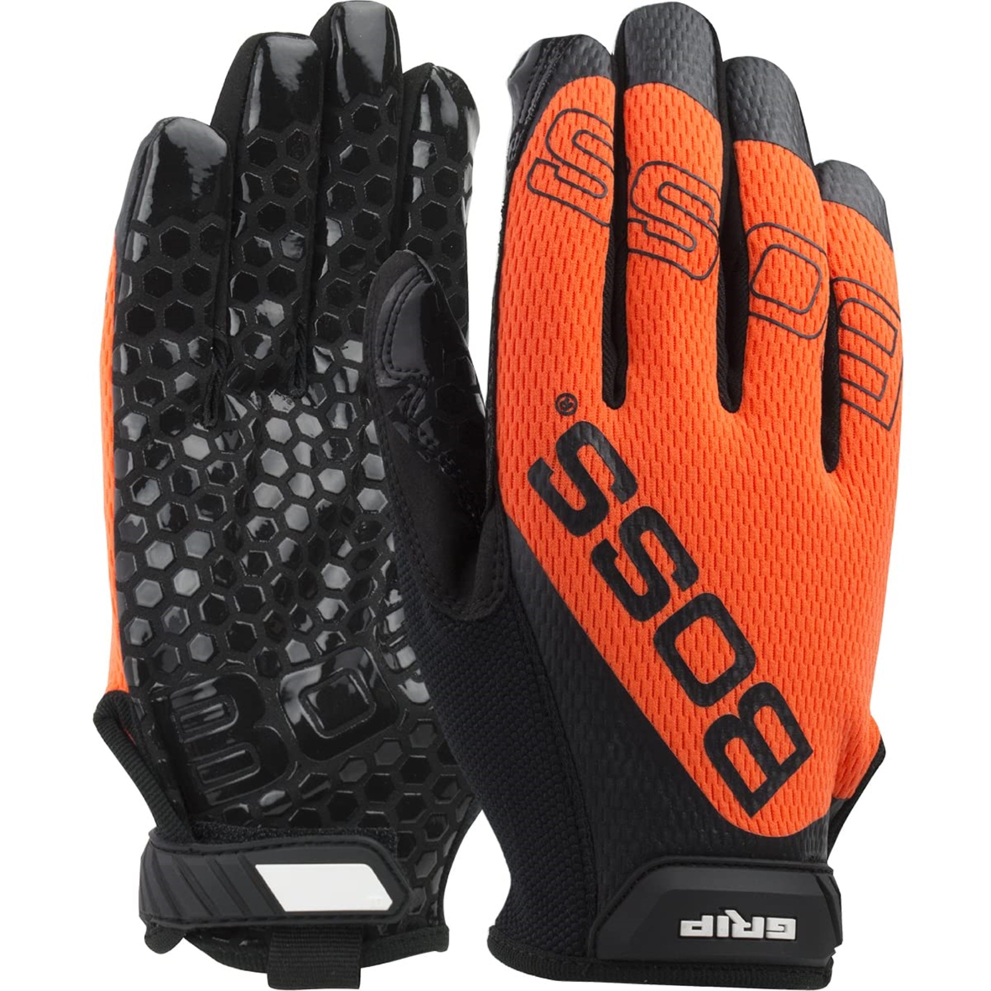 Boss Men'S High Visibility Synthetic Microfiber With Silicone Grip Safety Work Gloves, Mesh Back, Enhanced Grip, Touchscreen, High Dexterity, Orange/Black, X-Large, (120-Mg1240T/Xl)