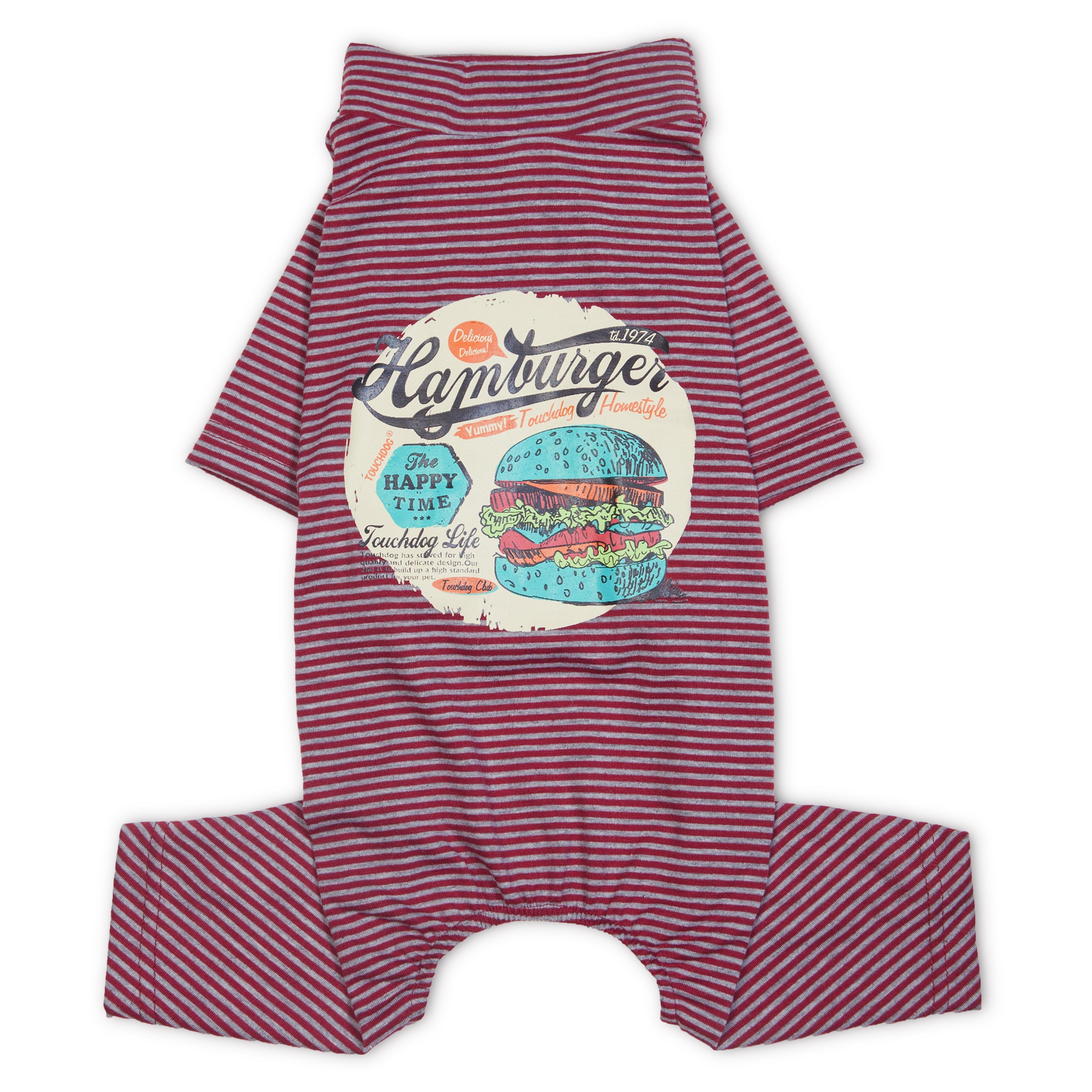 Touchdog Onesie Lightweight Breathable Printed Full Body Pet Dog T-Shirt Pajamas - Large - Red
