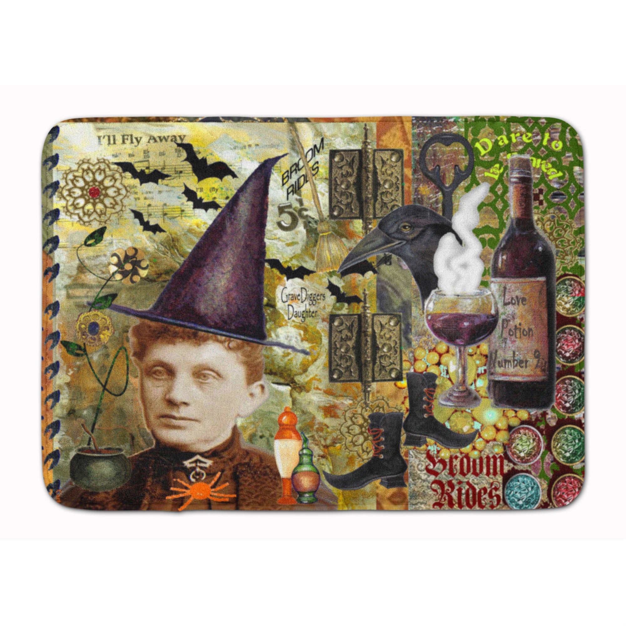 Caroline'S Treasures Broom Rides And Spells Halloween Floor Mat, 19 X 27, Multicolor