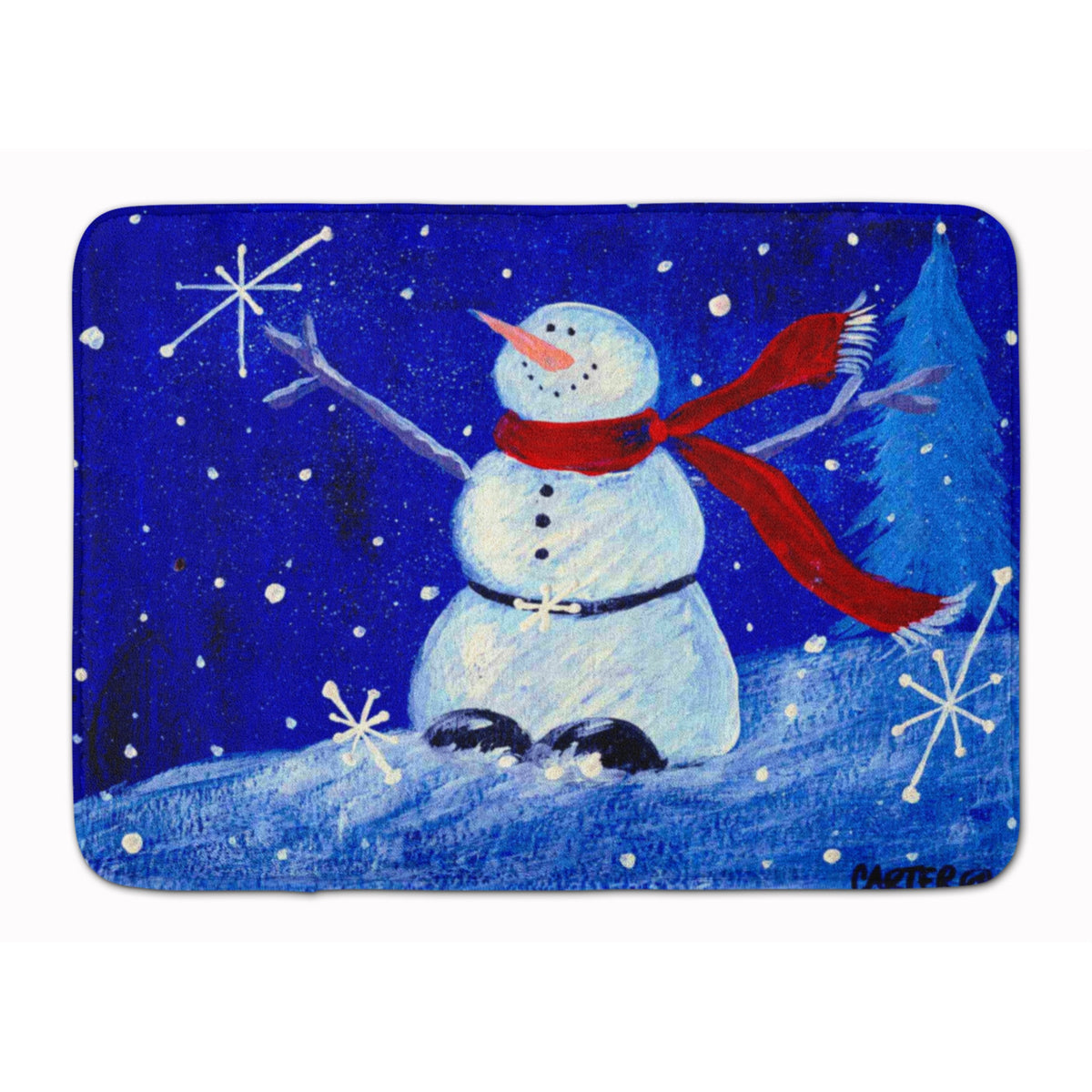Caroline'S Treasures Happy Holidays Snowman Floor Mat, 19 X 27, Multicolor