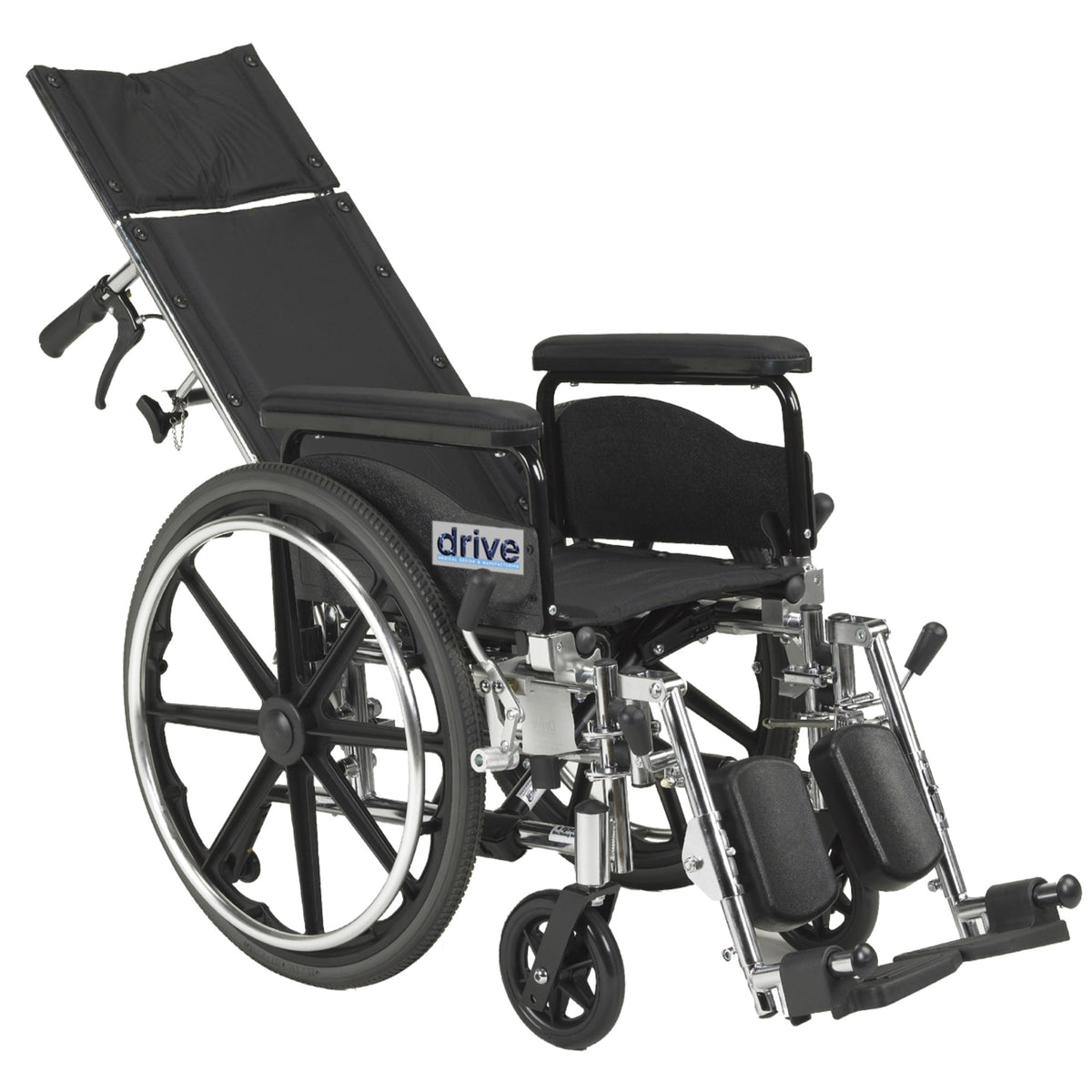 Drive Medical Viper Plus Gt Full Reclining Wheelchair, Full Arms, 18-Inch Seat Width