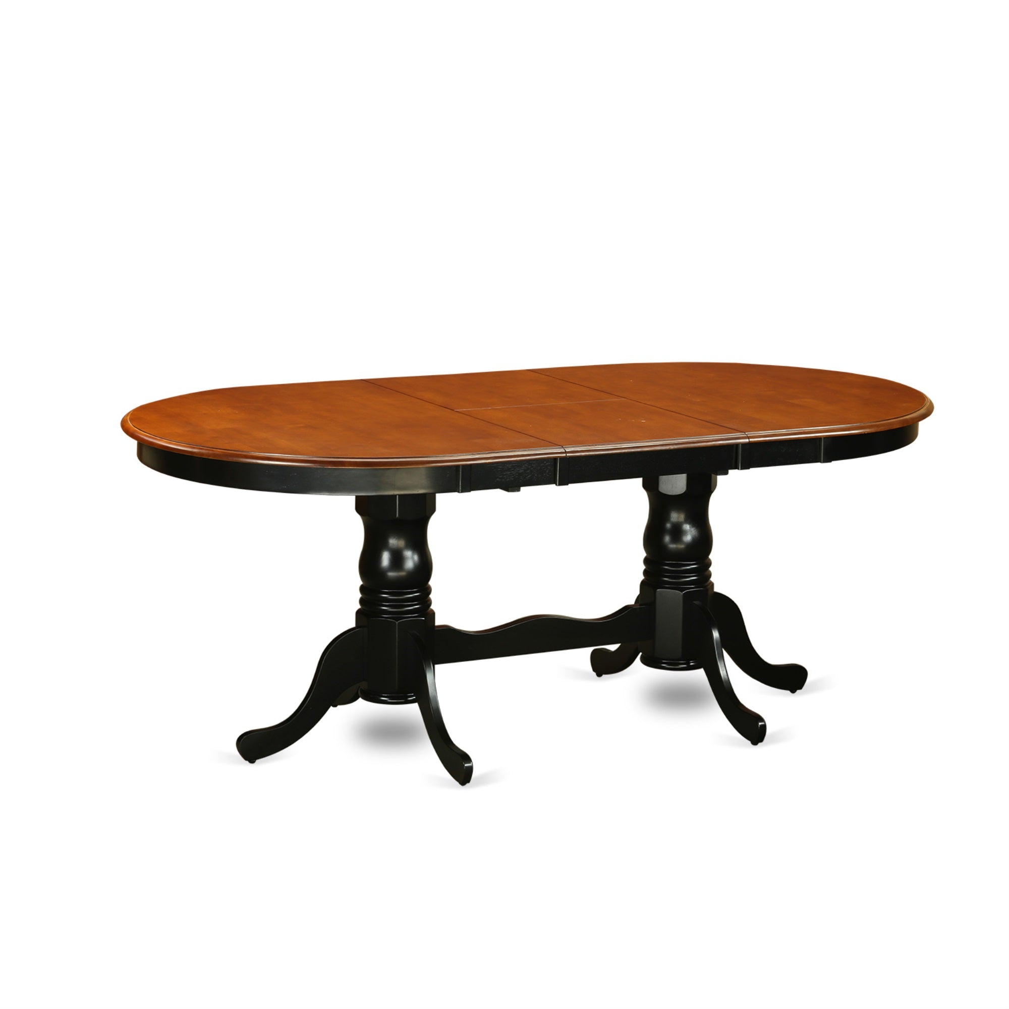5-Piece Dining Room Set , Oval Double Pedestal Table With 4 Wood Chairs , Seats 10 , High-Quality Rubber Wood , No Mdf Or Veneer