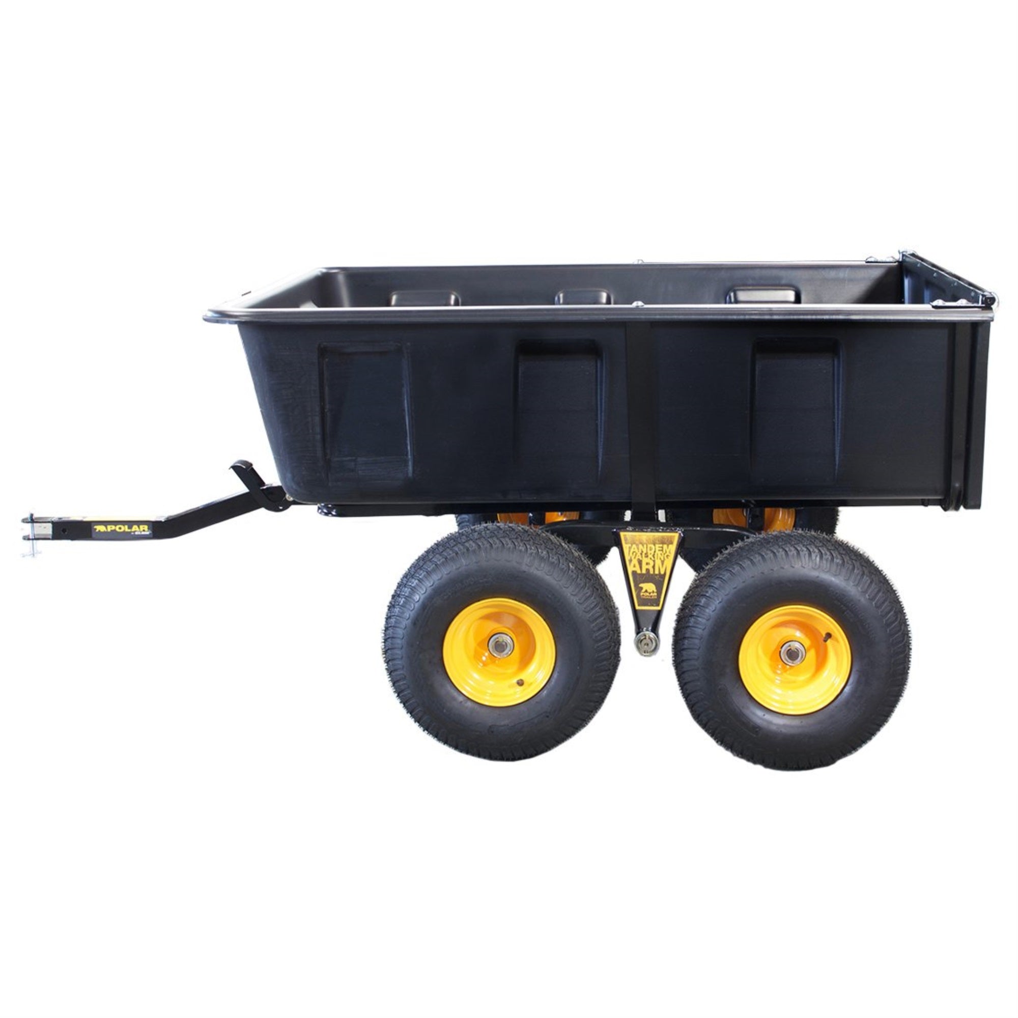 Polar Trailer 10813 Tandem Axle Heavy Duty 1800 Lb. 27 Cubic Foot Atv Utv Lawn Mower Trailer Hd Max Ta And Removable Tailgate Rubber Wheels Hauling Outdoor-Black, Standard