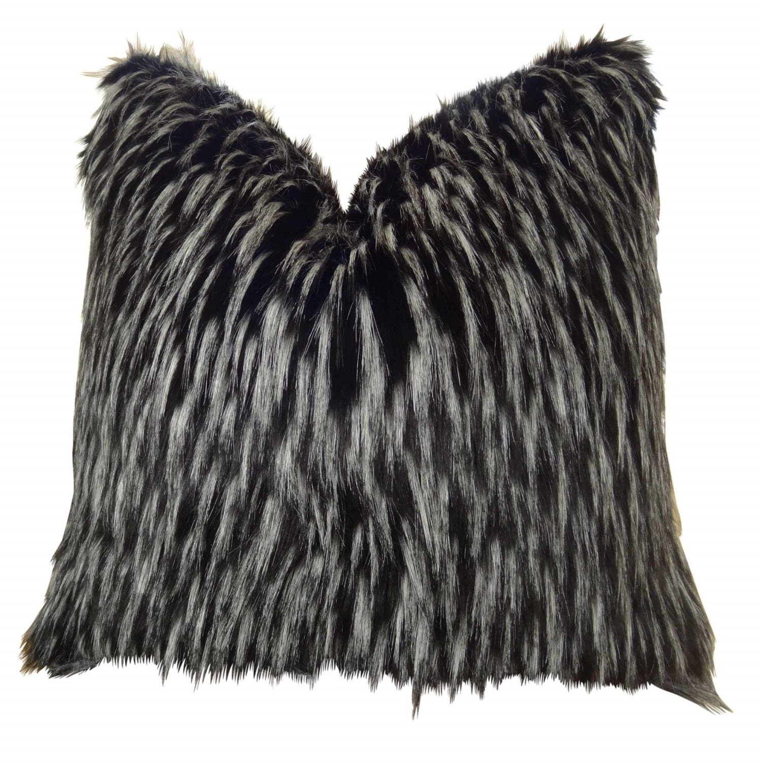 Plutus Wolf Fur Handmade Throw Pillow, (20 X 26 Standard)