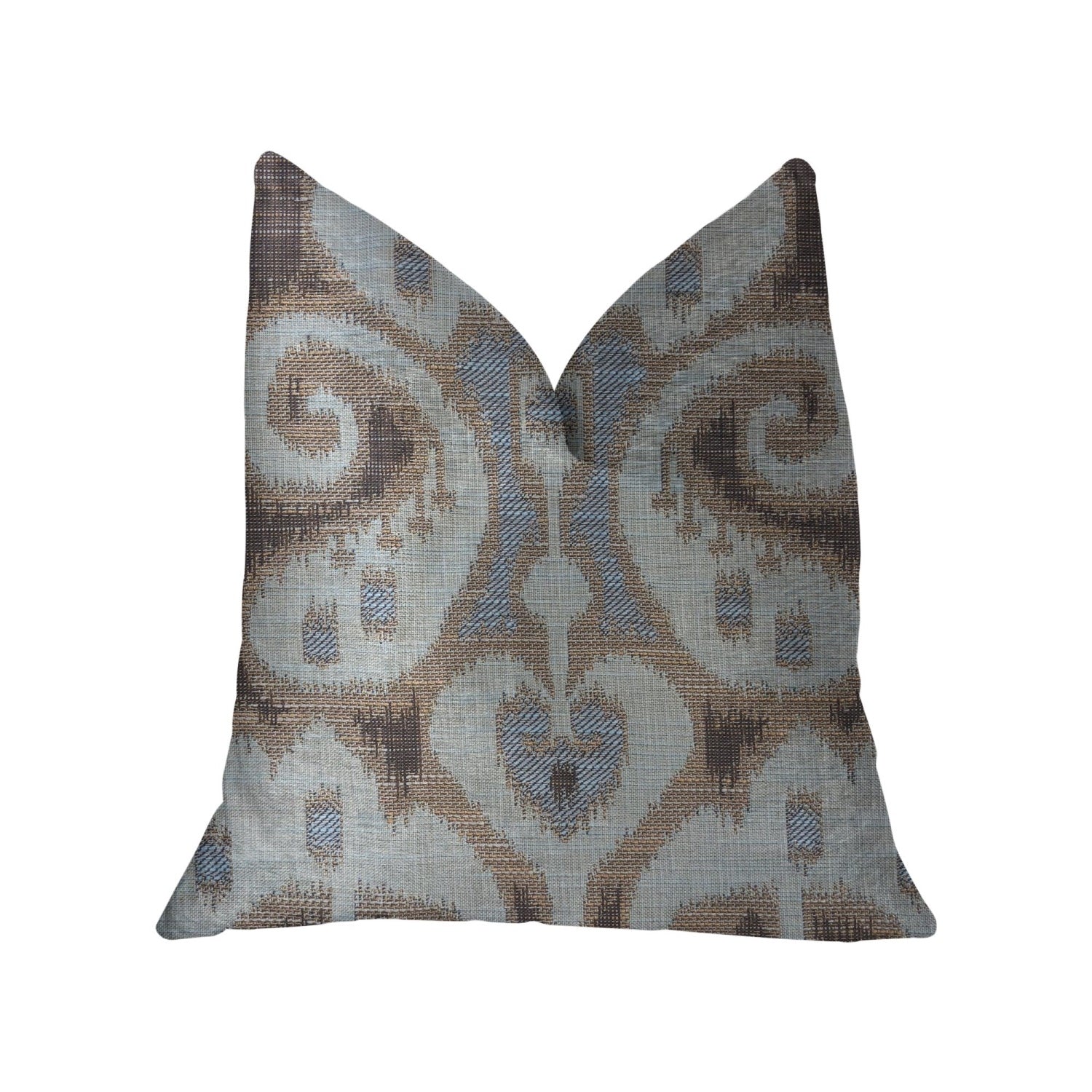 Plutus Paragon Brown, Blue And Beige Luxury Throw Pillow - Double Sided  20 X 26 Standard