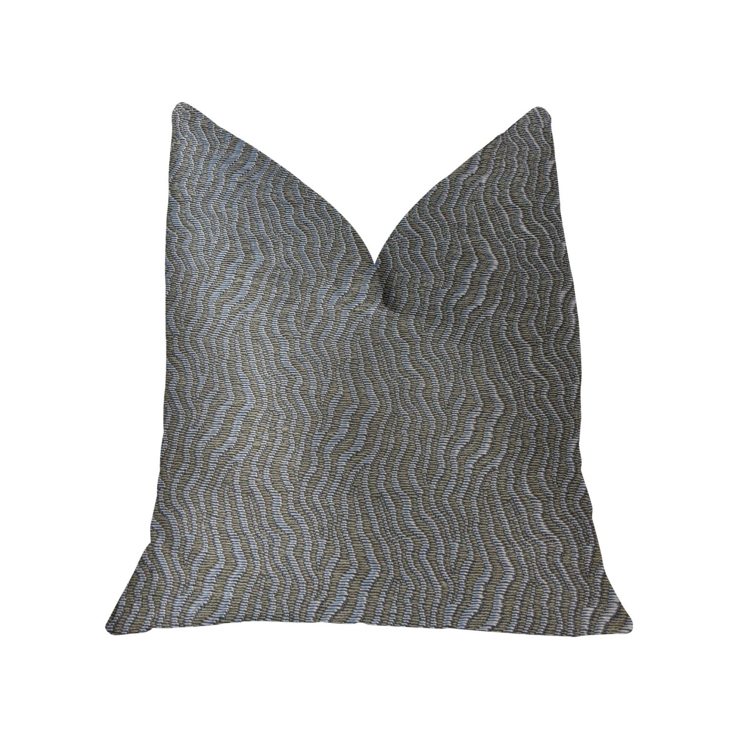 Plutus Dusky Veined  Silver And Taupe Luxury Throw Pillow - Double Sided  16 X 16