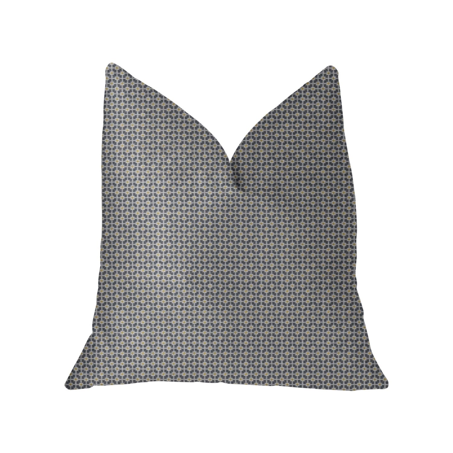 Plutus Mosaic Gray And Beige And Gold Luxury Throw Pillow - Double Sided  24 X 24